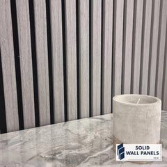 Real Wood Acoustic Slatted Wall Panels –  Grey Oak (60×240 cm)