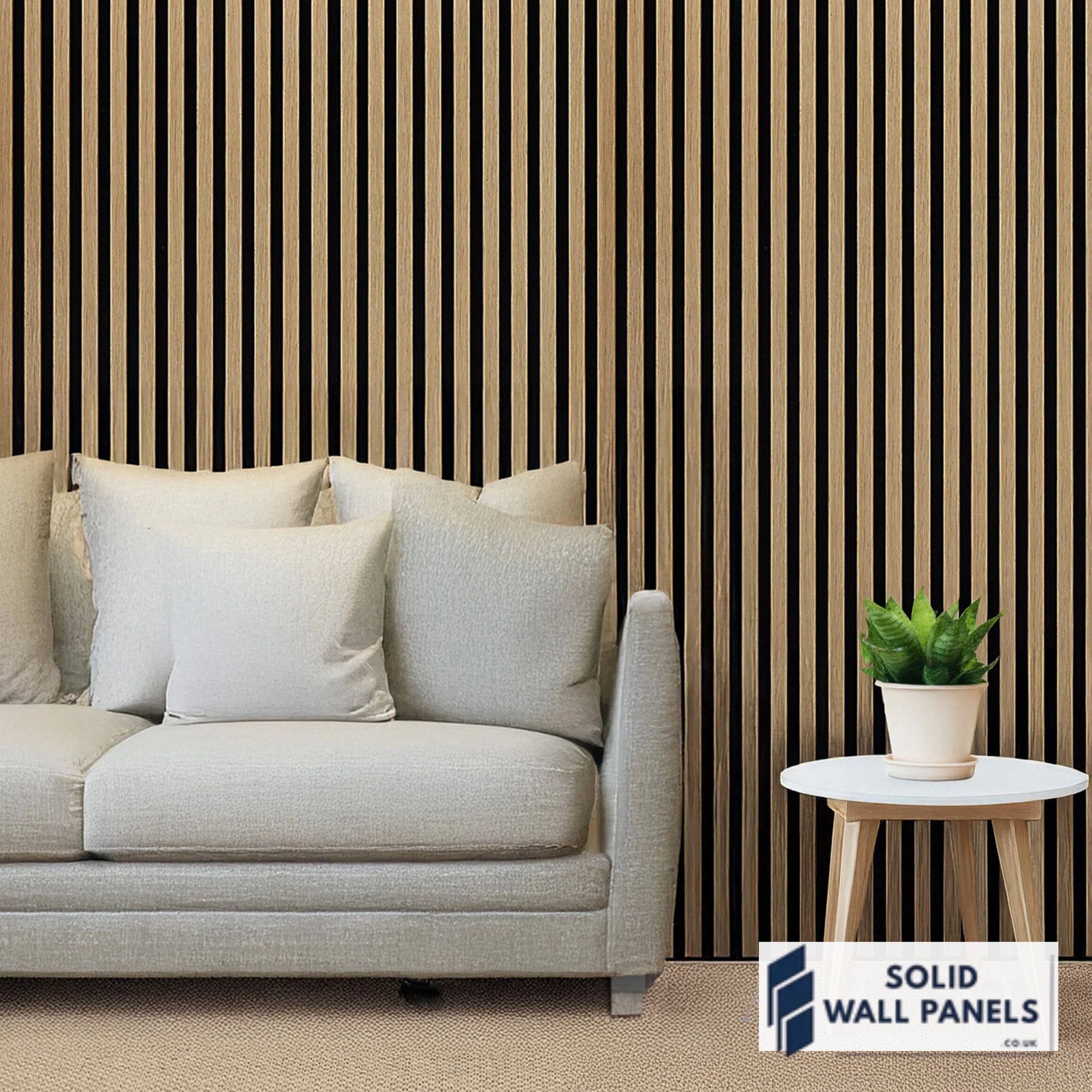 Real Wood Acoustic Slatted Wall Panels –  Walnut  (60×240 cm) | Solid Wall Panels UK
