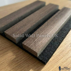 Real Wood Acoustic Slatted Wall Panels – Smoked Oak 60×240 cm | Sound Dampening Felt Back