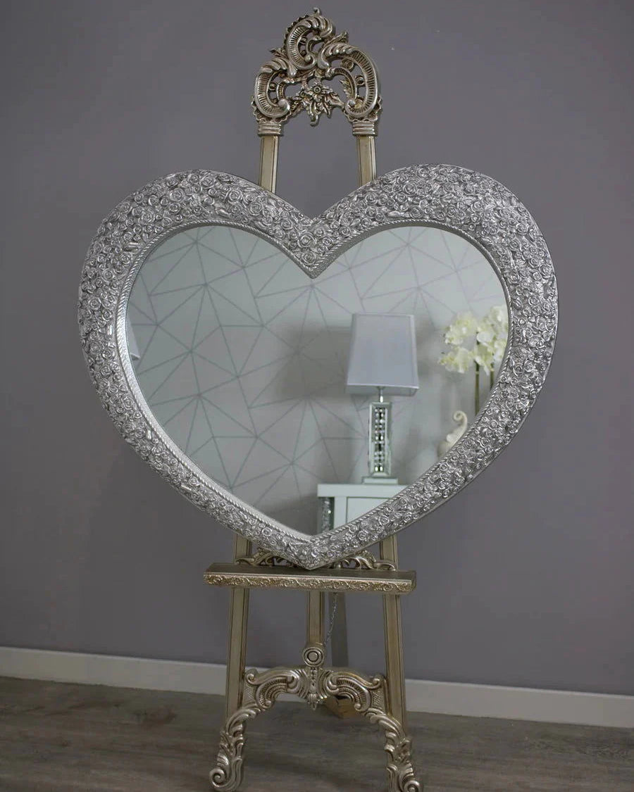 Rosa Heart Mirror – Luxury Champagne & Silver | Solid Wall Panels