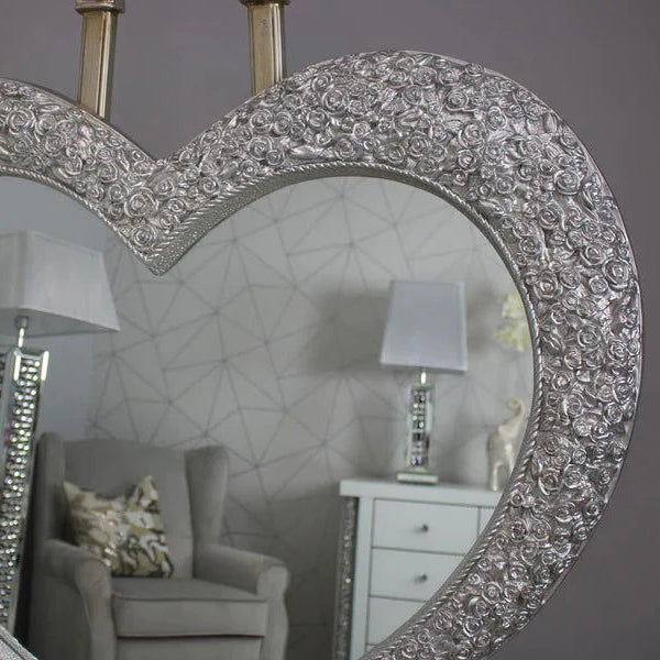 Rosa Heart Mirror – Luxury Champagne & Silver | Solid Wall Panels