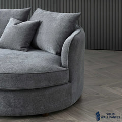 Rubin Corner Chaise – Charcoal Boucle Fabric | Modern Curved Design