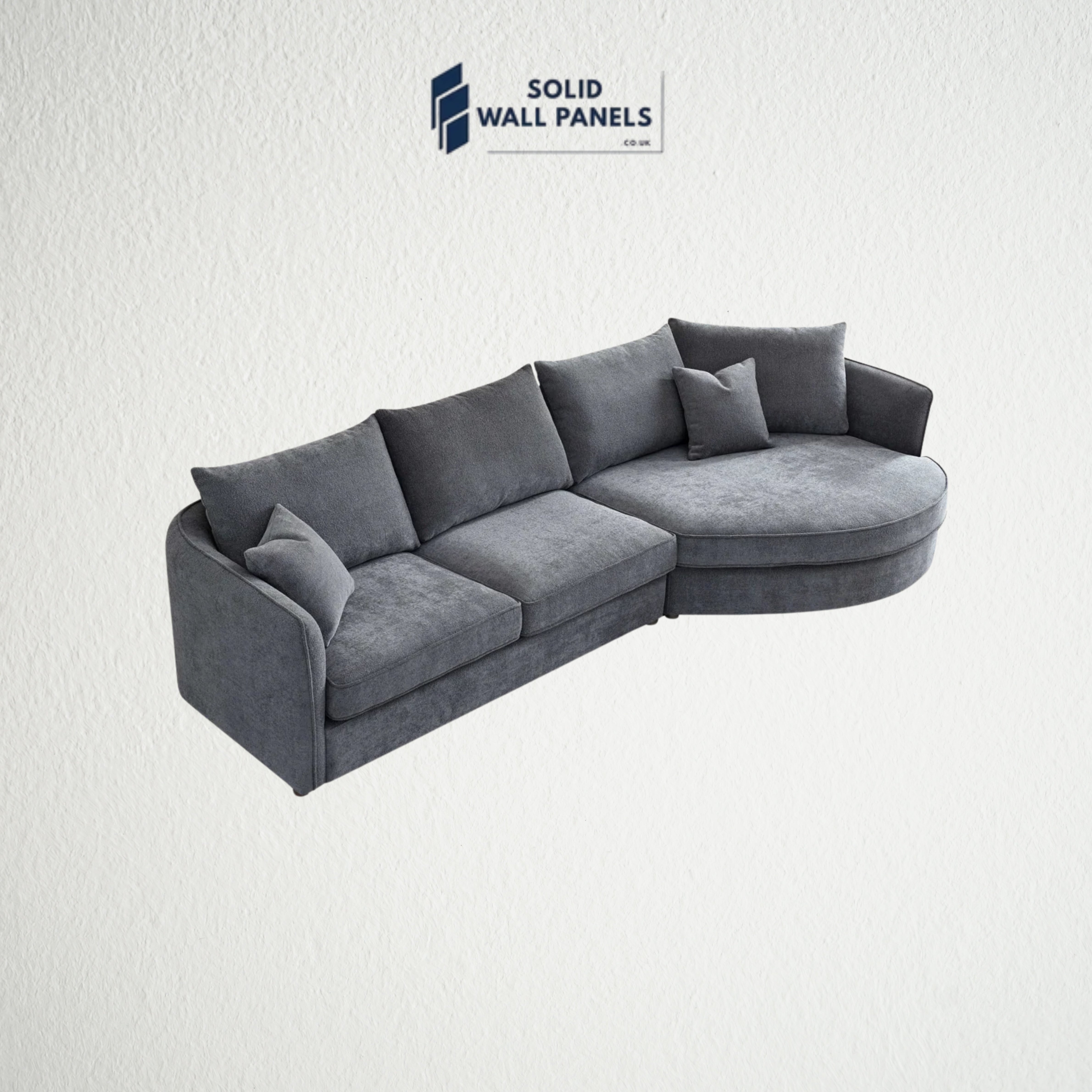 Rubin Corner Chaise – Charcoal Boucle Fabric | Modern Curved Design