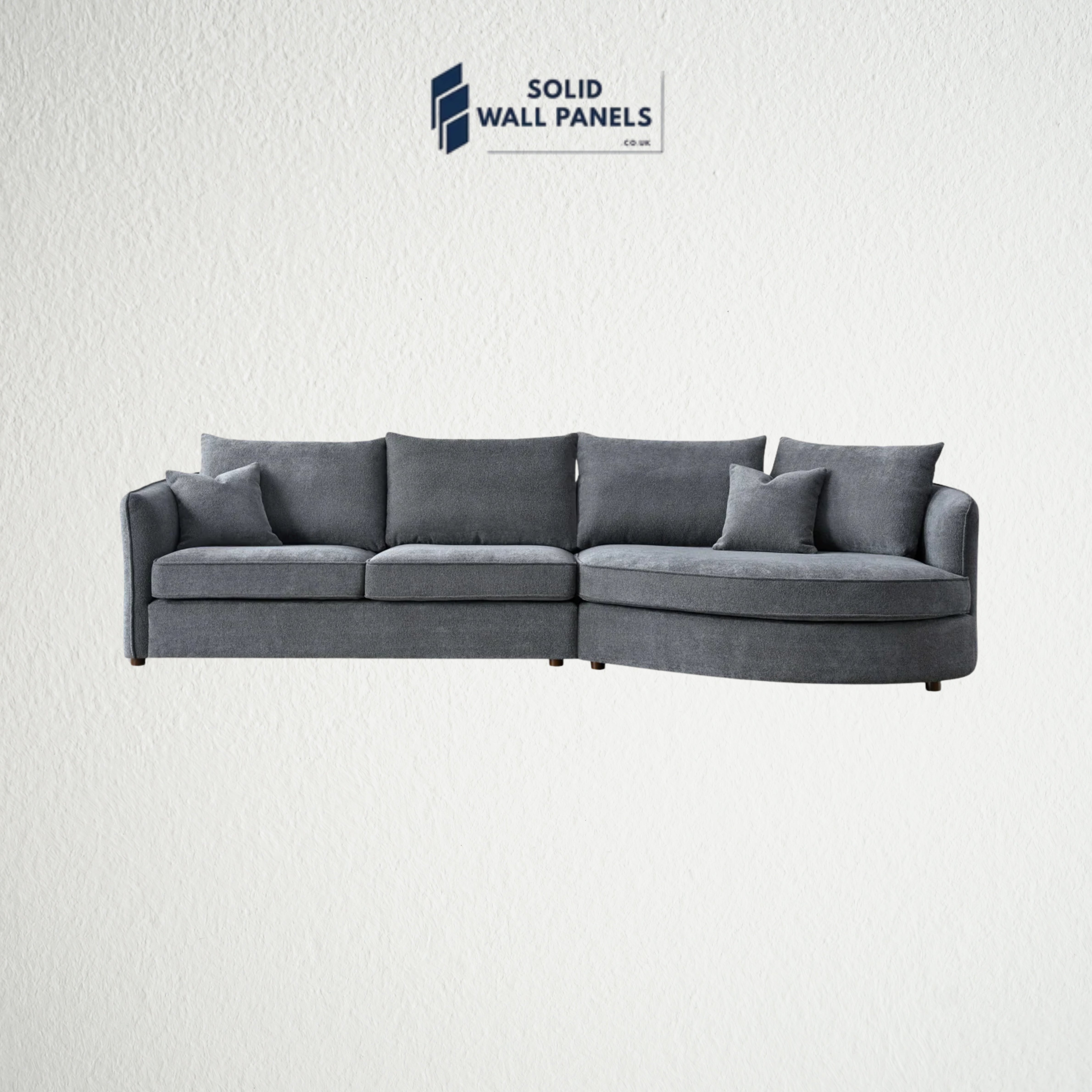 Rubin Corner Chaise – Charcoal Boucle Fabric | Modern Curved Design