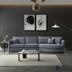 Rubin Corner Chaise – Charcoal Boucle Fabric | Modern Curved Design