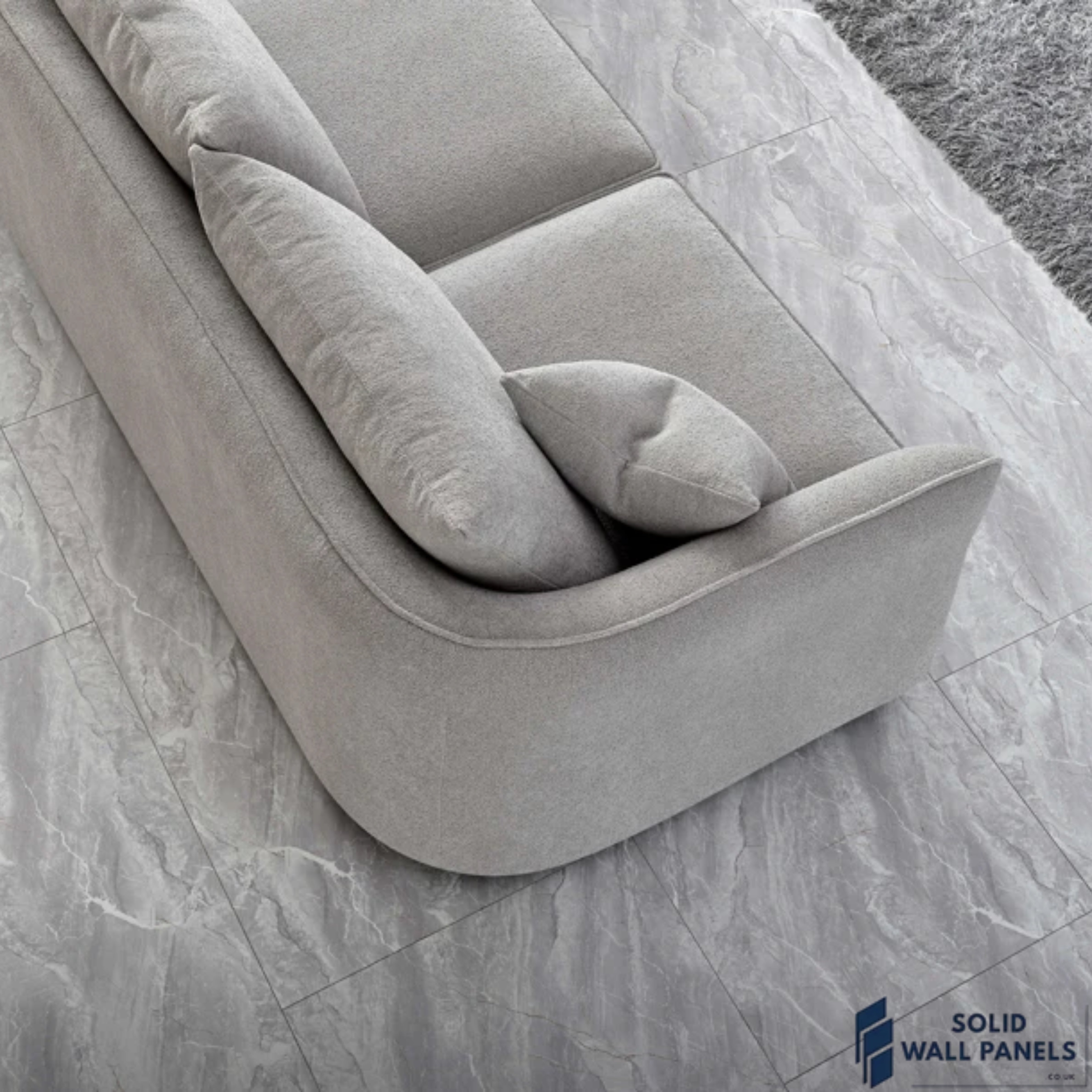 Rubin Corner Chaise – Pebble Boucle Fabric | Curved Modern Design