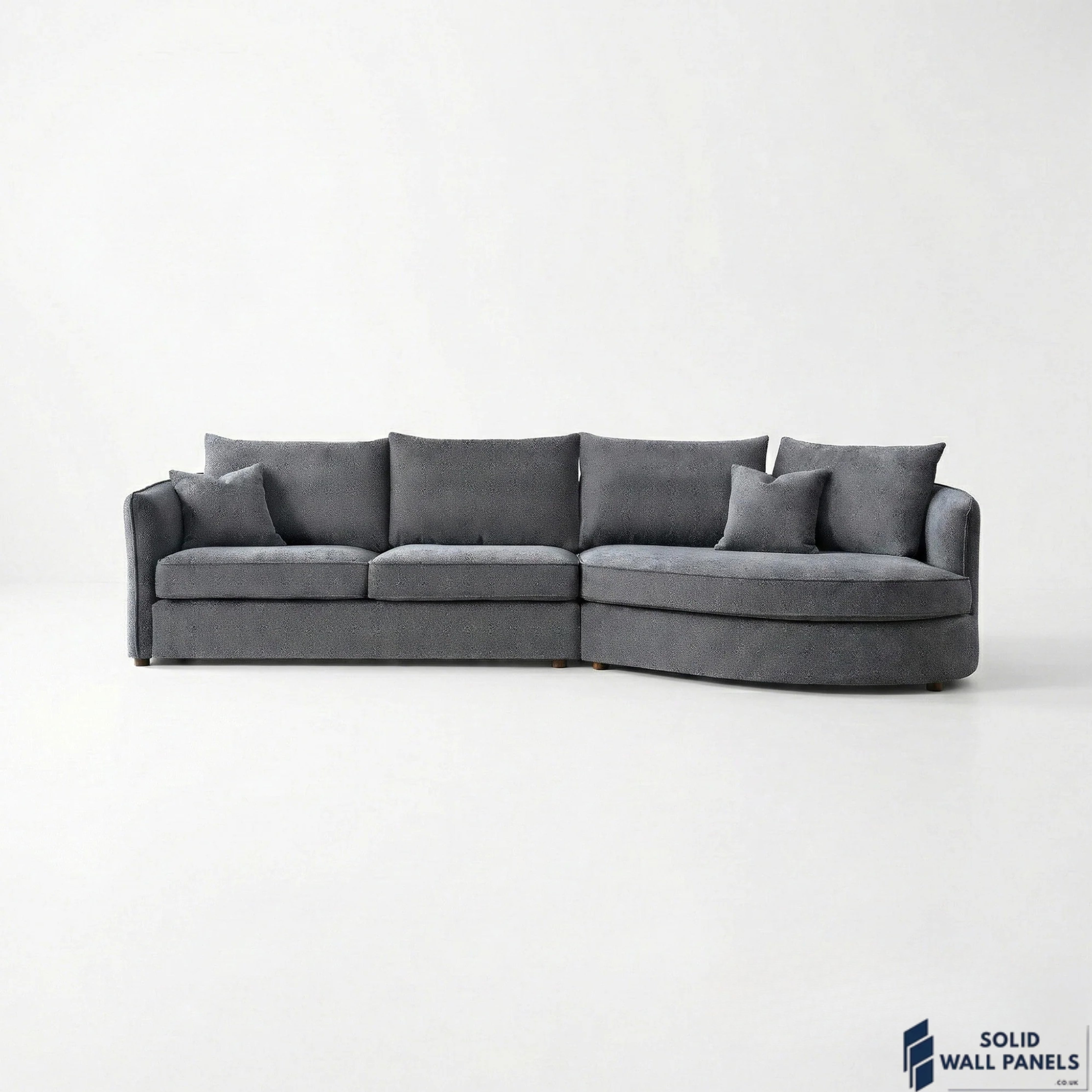 Rubin Bouclé Corner Sofa – Charcoal Grey Fabric | Right Hand Curved Chaise Design