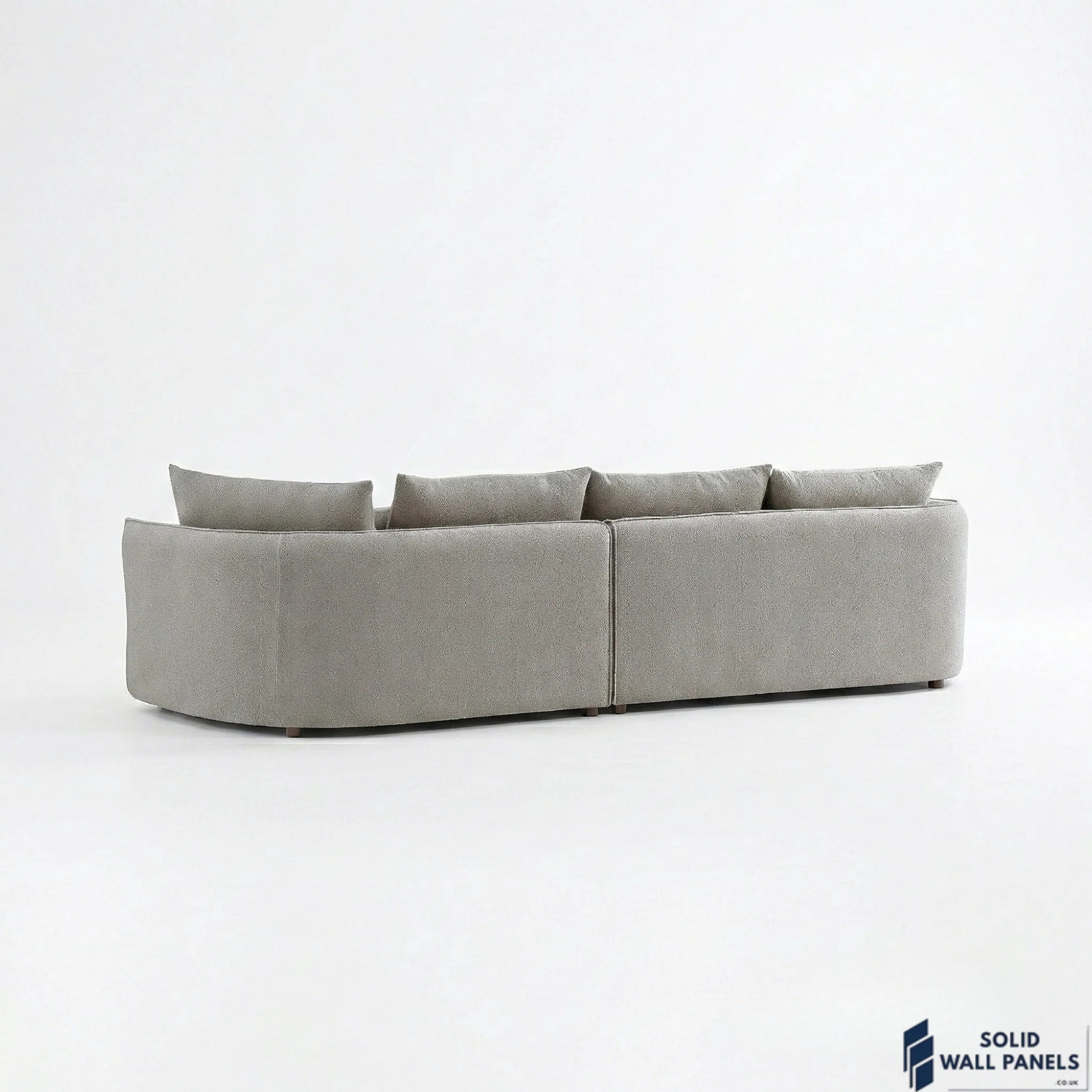 Rubin Bouclé Corner Sofa – Pebble Grey Fabric | Right Hand Curved Chaise Design
