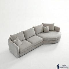 Rubin Bouclé Corner Sofa – Pebble Grey Fabric | Right Hand Curved Chaise Design