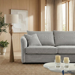 Rubin Bouclé Corner Sofa – Pebble Grey Fabric | Right Hand Curved Chaise Design
