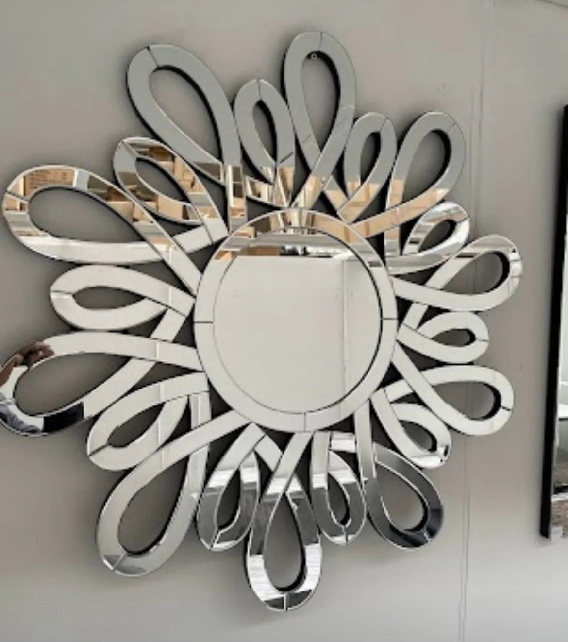 Round Panel Mirror Swirl Mirror Round – Geometric Design | Luxury Home Decor – Solid Wall ...