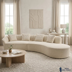 Siena Ivory Bouclé 5 Seater Curved Sofa – LH/RH Configuration | Modern Luxury Design
