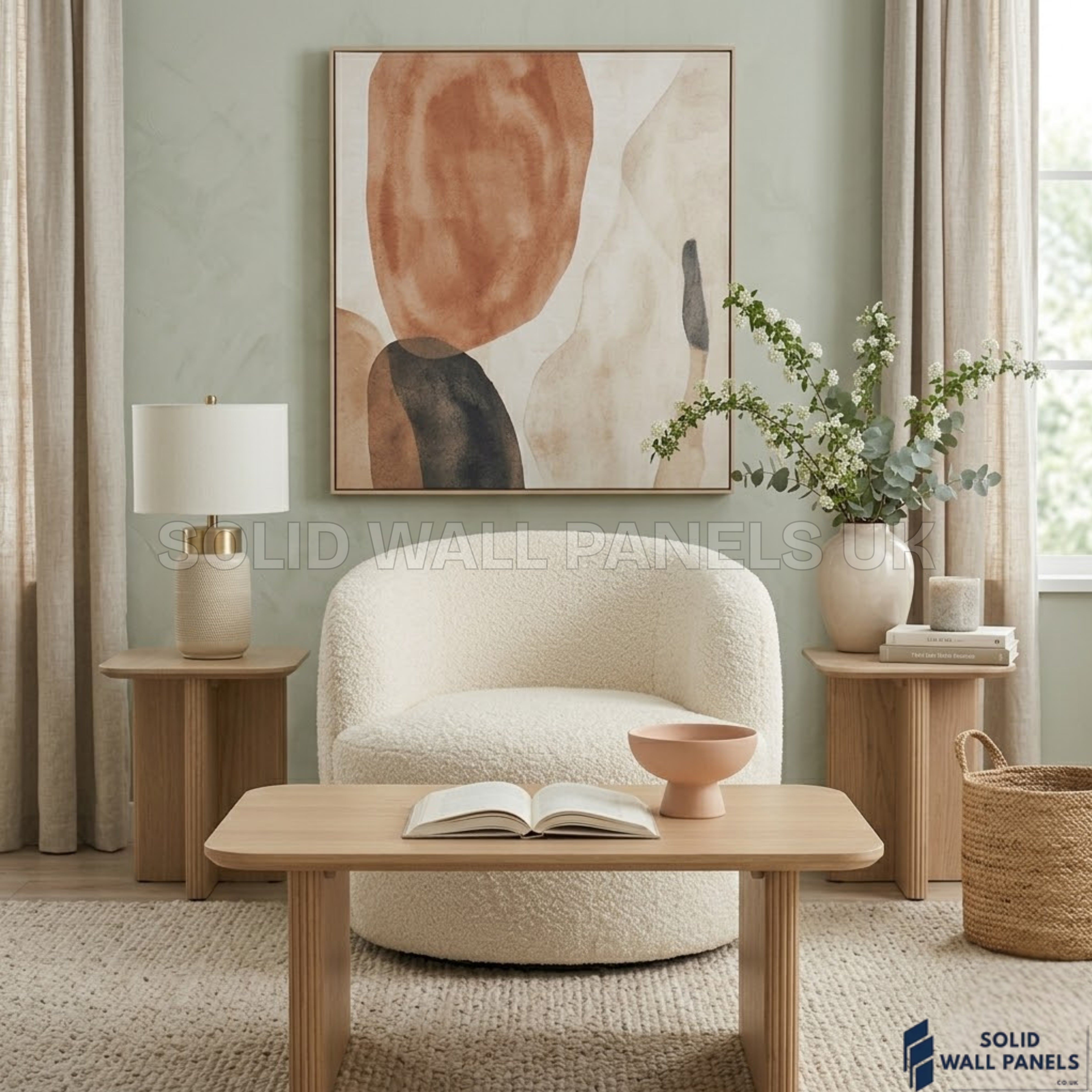 Siena Ivory Bouclé Tub Chair – 360° Swivel Accent Chair | Soft Curved Design