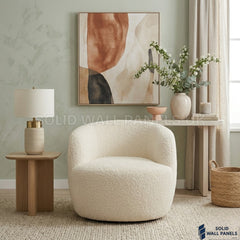 Siena Ivory Bouclé Tub Chair – 360° Swivel Accent Chair | Soft Curved Design
