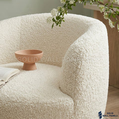 Siena Ivory Bouclé Tub Chair – 360° Swivel Accent Chair | Soft Curved Design