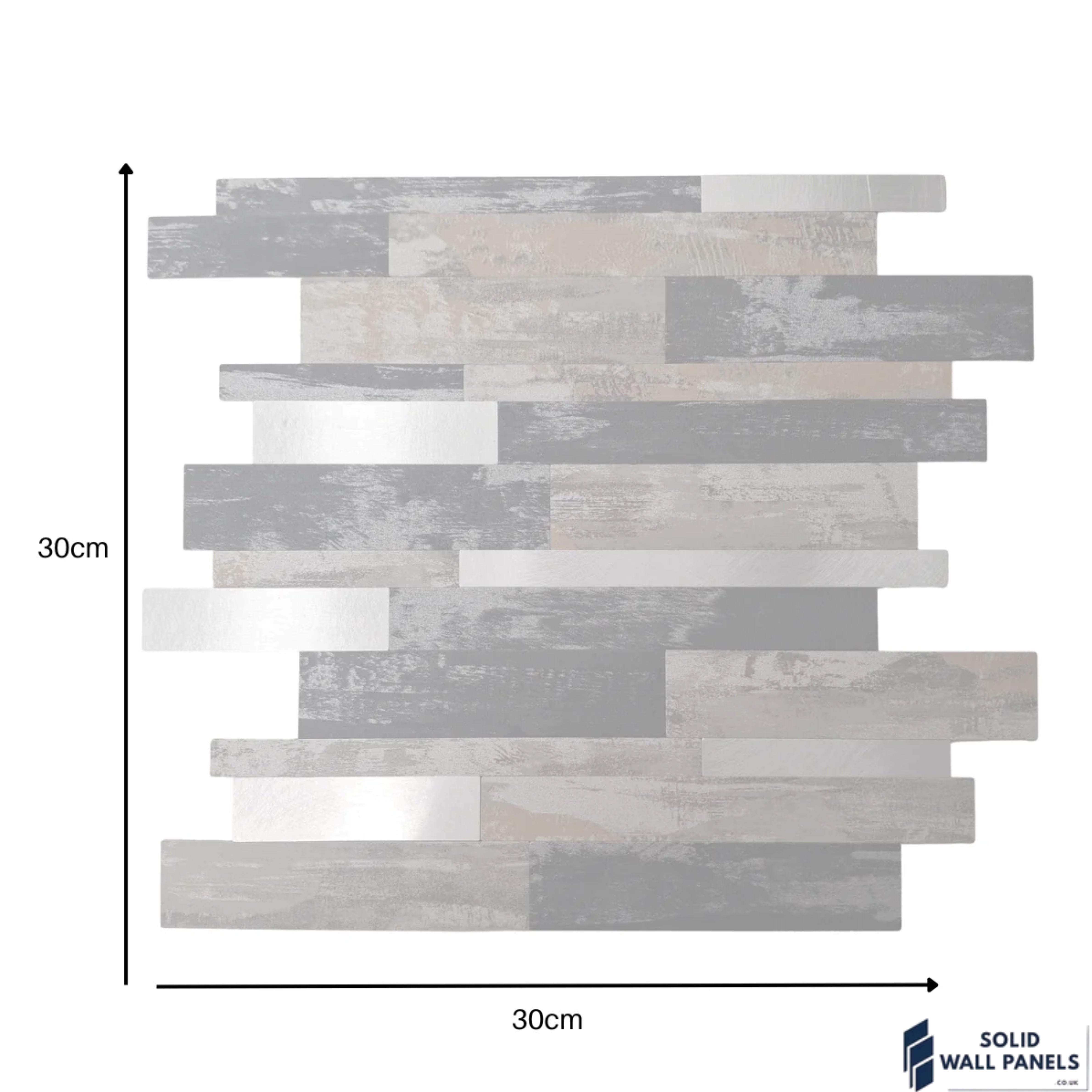 Chrome Washed Slate Mosaic Wall Tiles 30 x 30 cm (10 Pieces) – Self Adhesive Peel & Stick Tiles