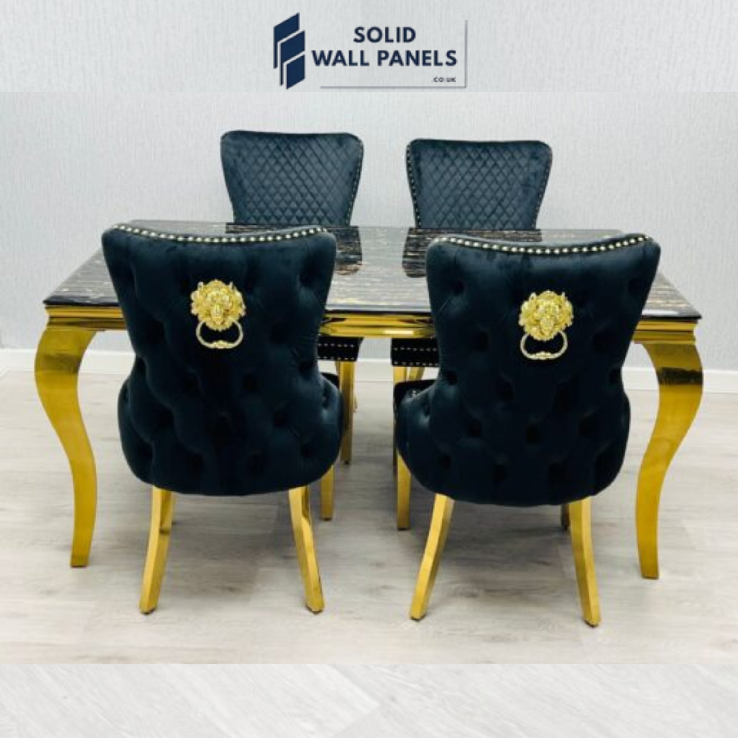 Sofia Black & Gold Marble Dining Table – Round & Rectangle Sizes