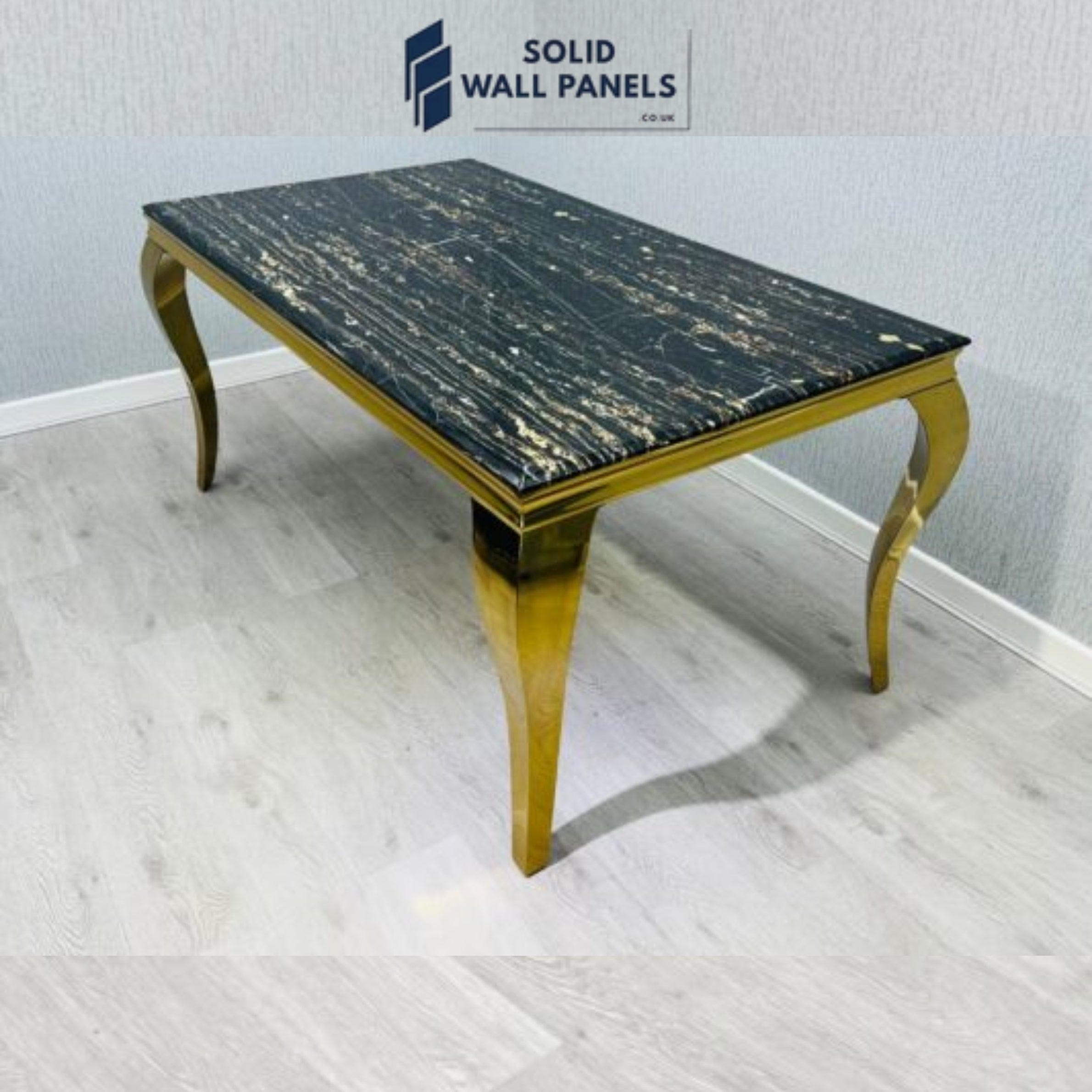 Sofia Black & Gold Marble Dining Table – Round & Rectangle Sizes