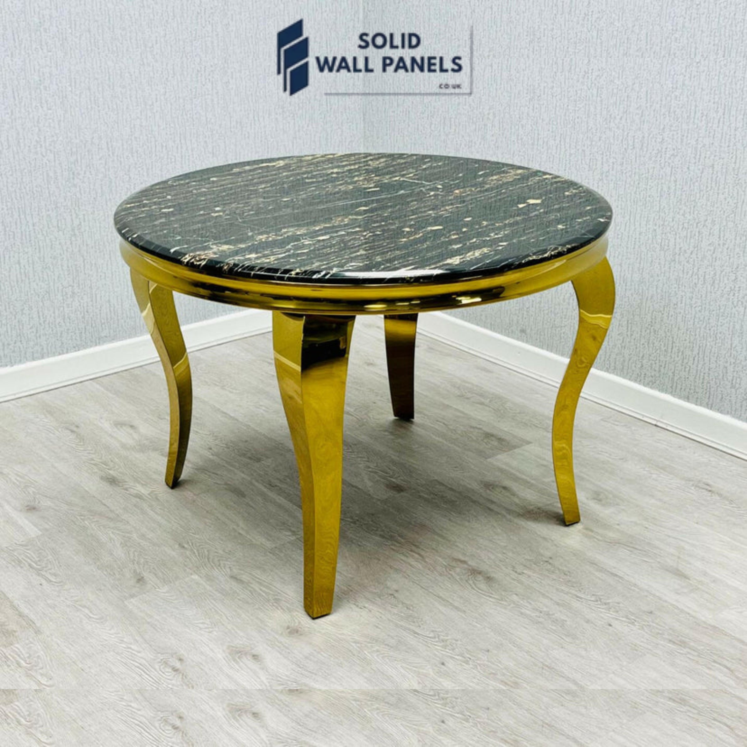 Sofia Black & Gold Marble Dining Table – Round & Rectangle Sizes