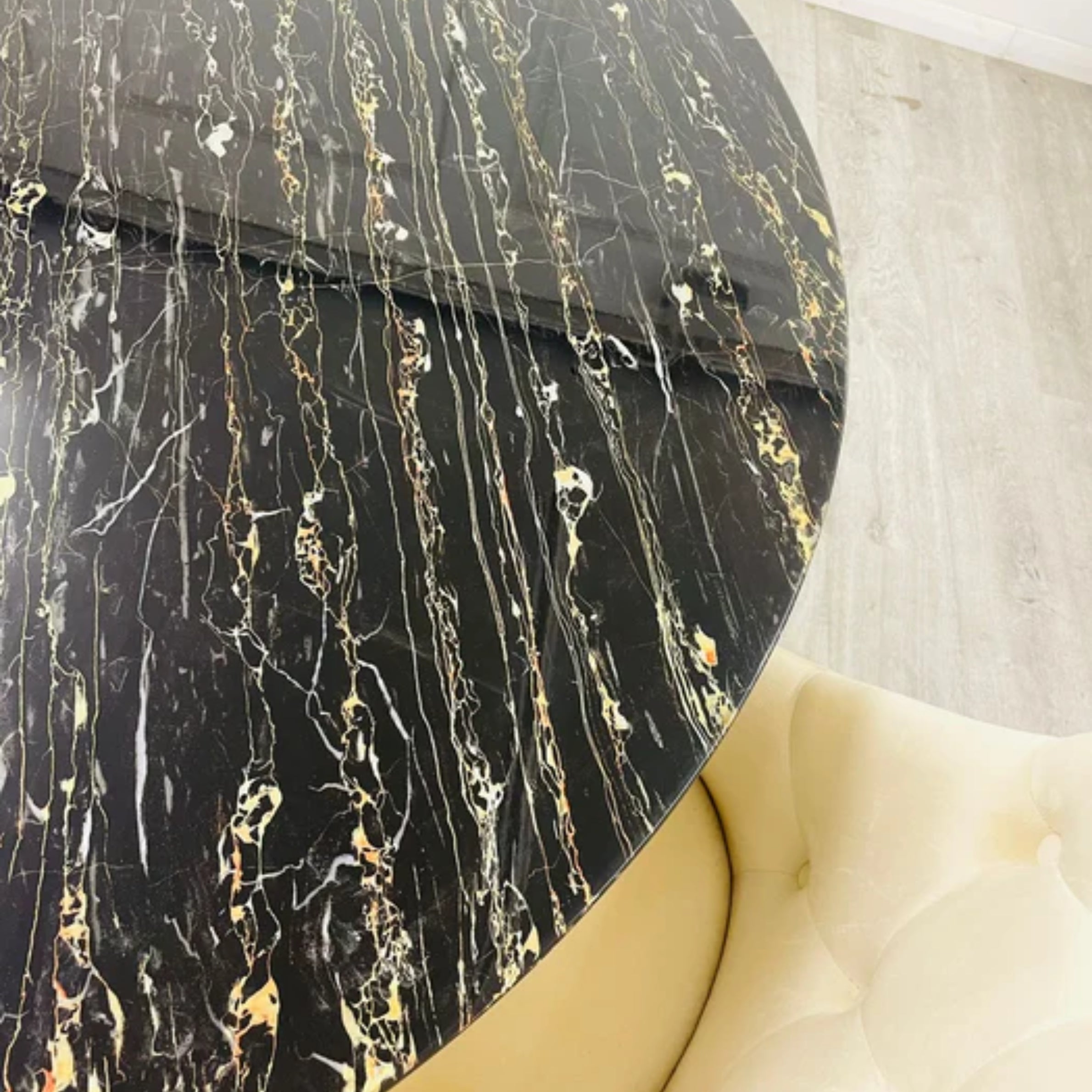 Sofia Black & Gold Marble Dining Table – Round & Rectangle Sizes