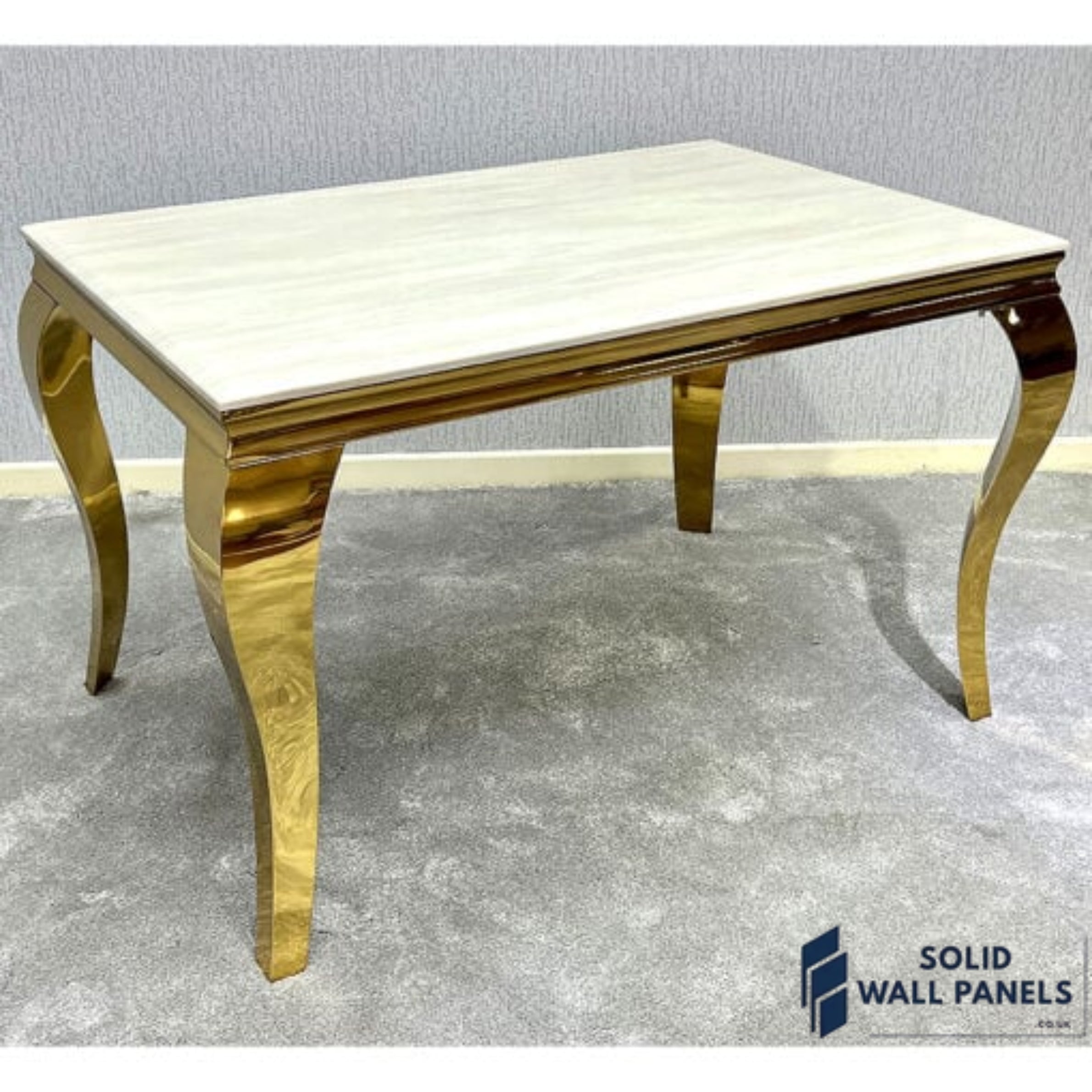 Sofia Cream & Gold Marble Dining Table – Round & Rectangle Sizes