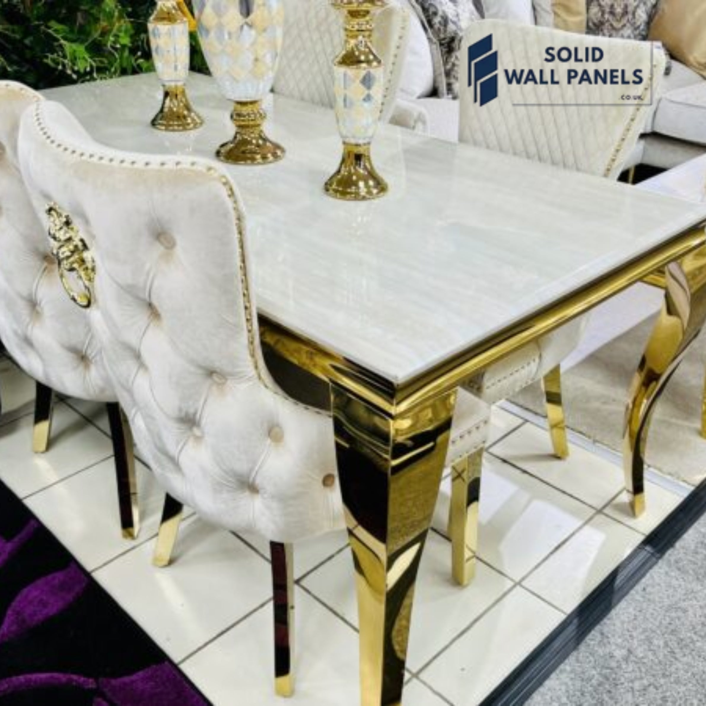 Sofia Cream & Gold Marble Dining Table – Round & Rectangle Sizes