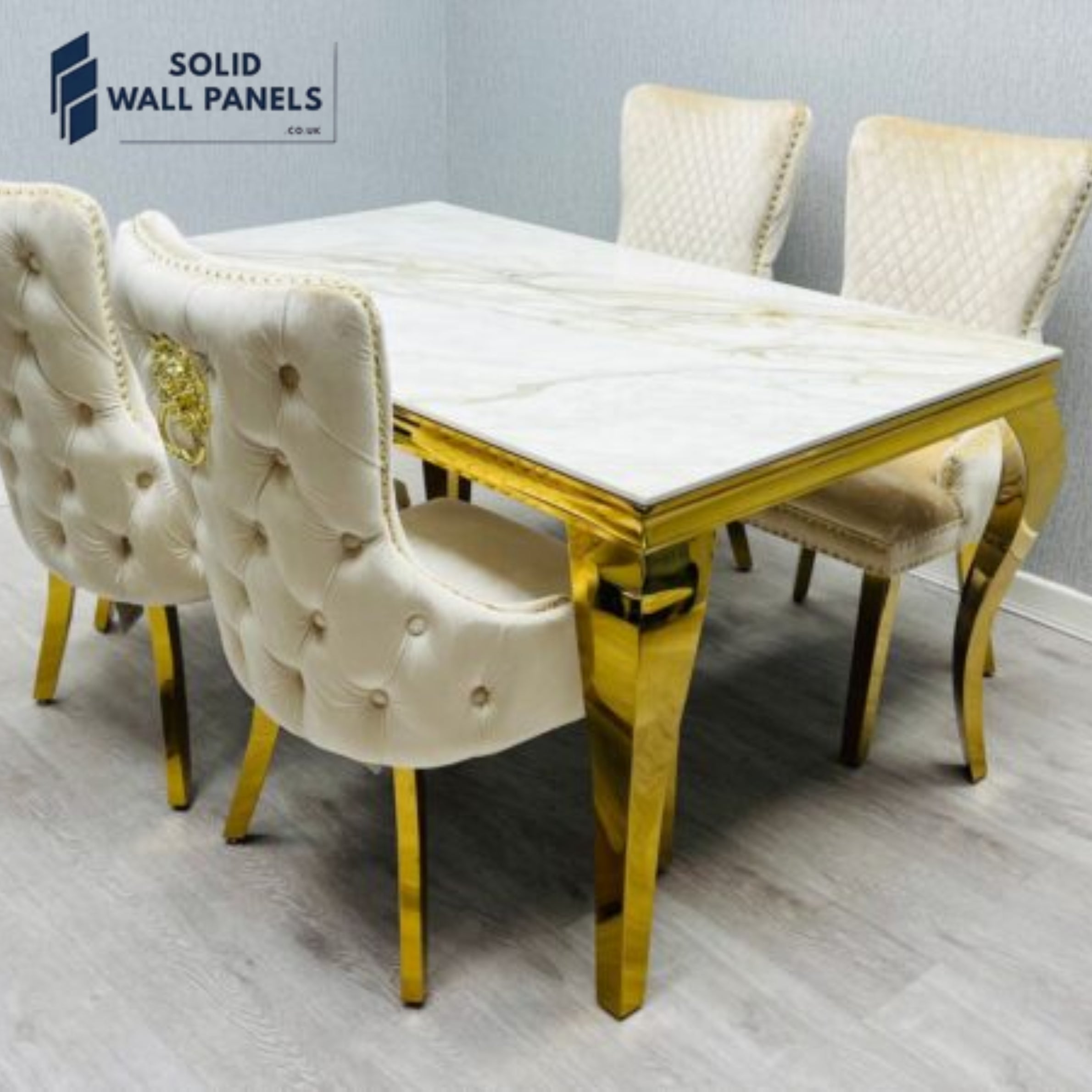 Sofia Cream & Gold Marble Dining Table – Round & Rectangle Sizes