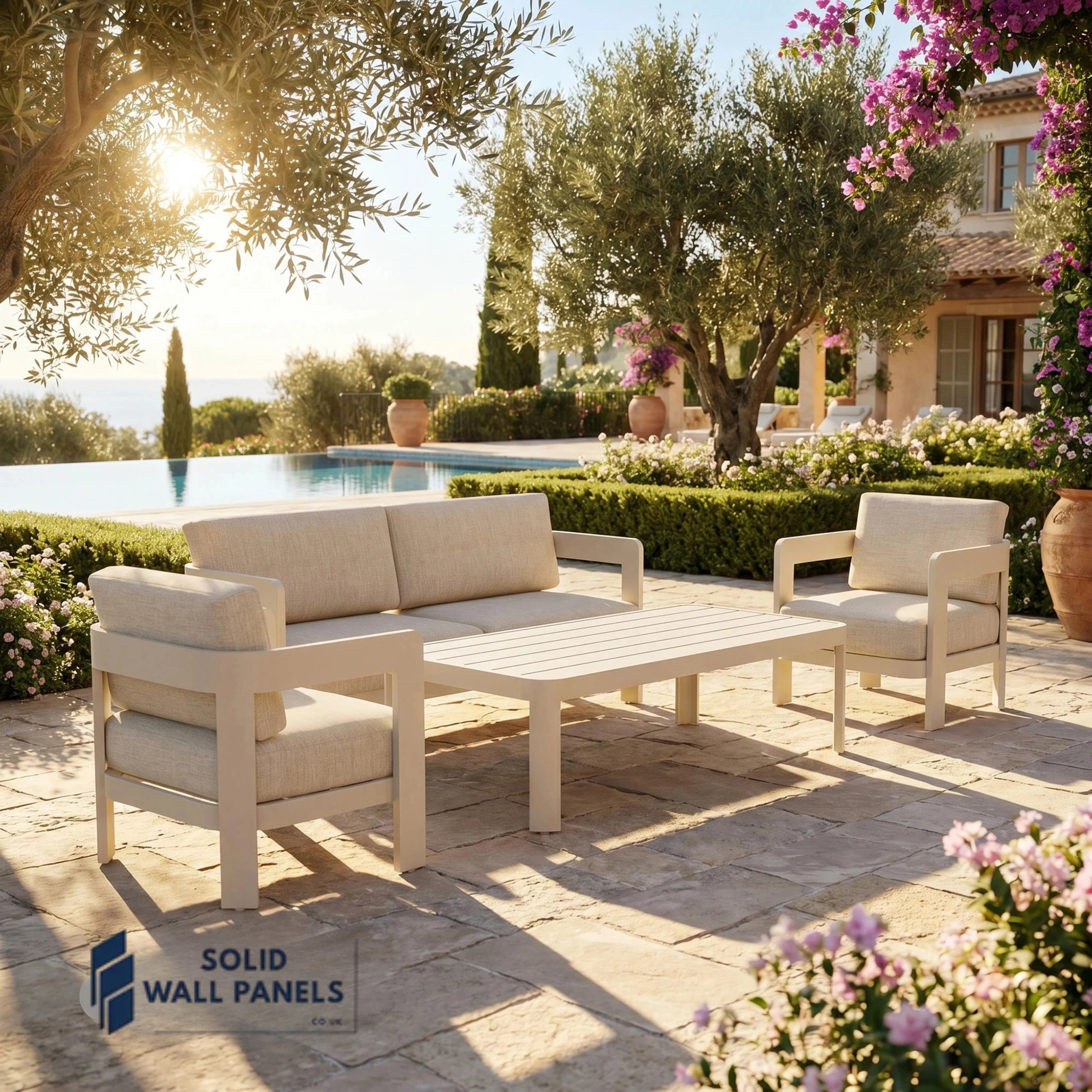 Sofia 5 Seater Aluminium Garden Lounge Set – Premium Outdoor Sofa Set with Coffee Table