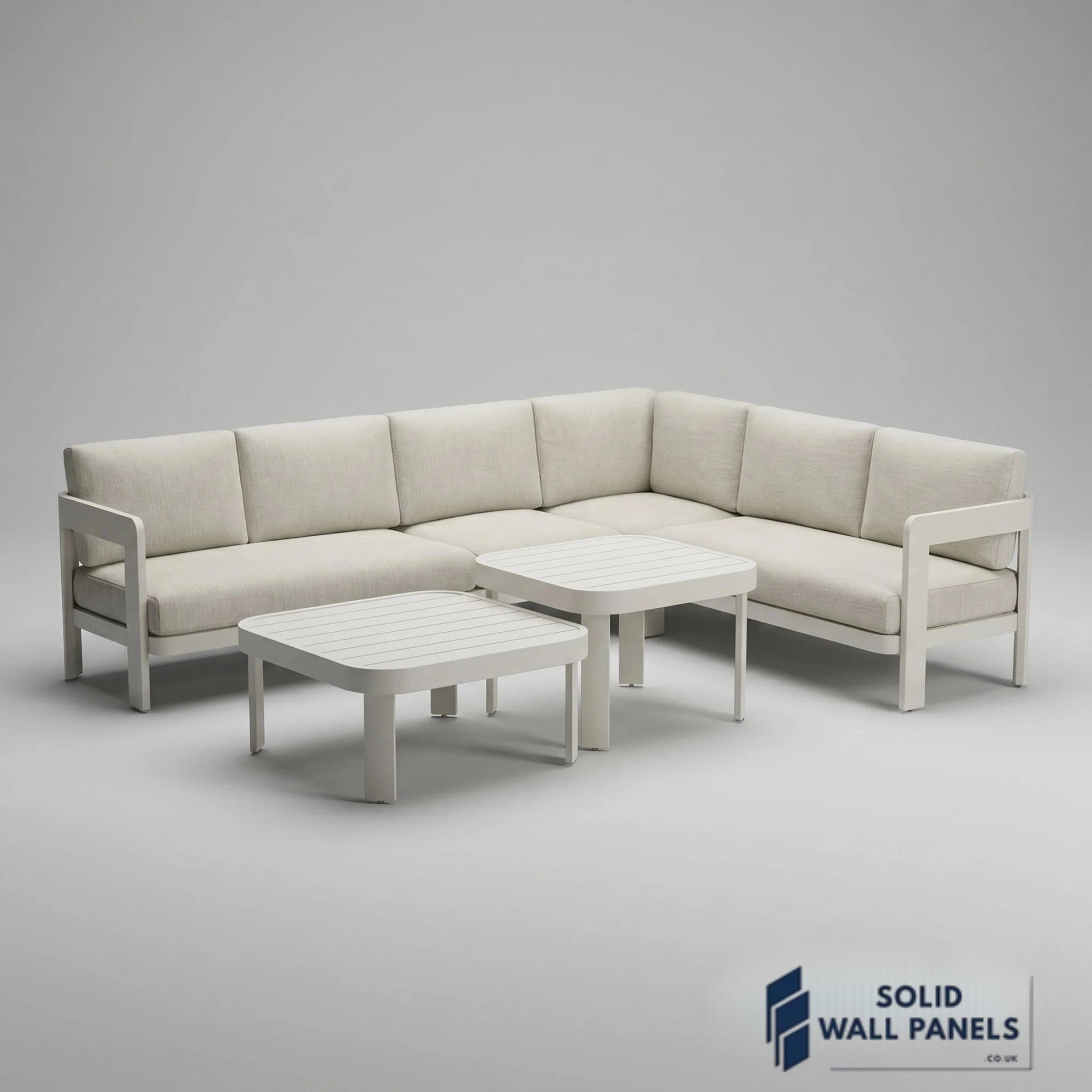 Sofia 6 Seater Aluminium Corner Garden Sofa Set – Outdoor Lounge Furniture with Tables