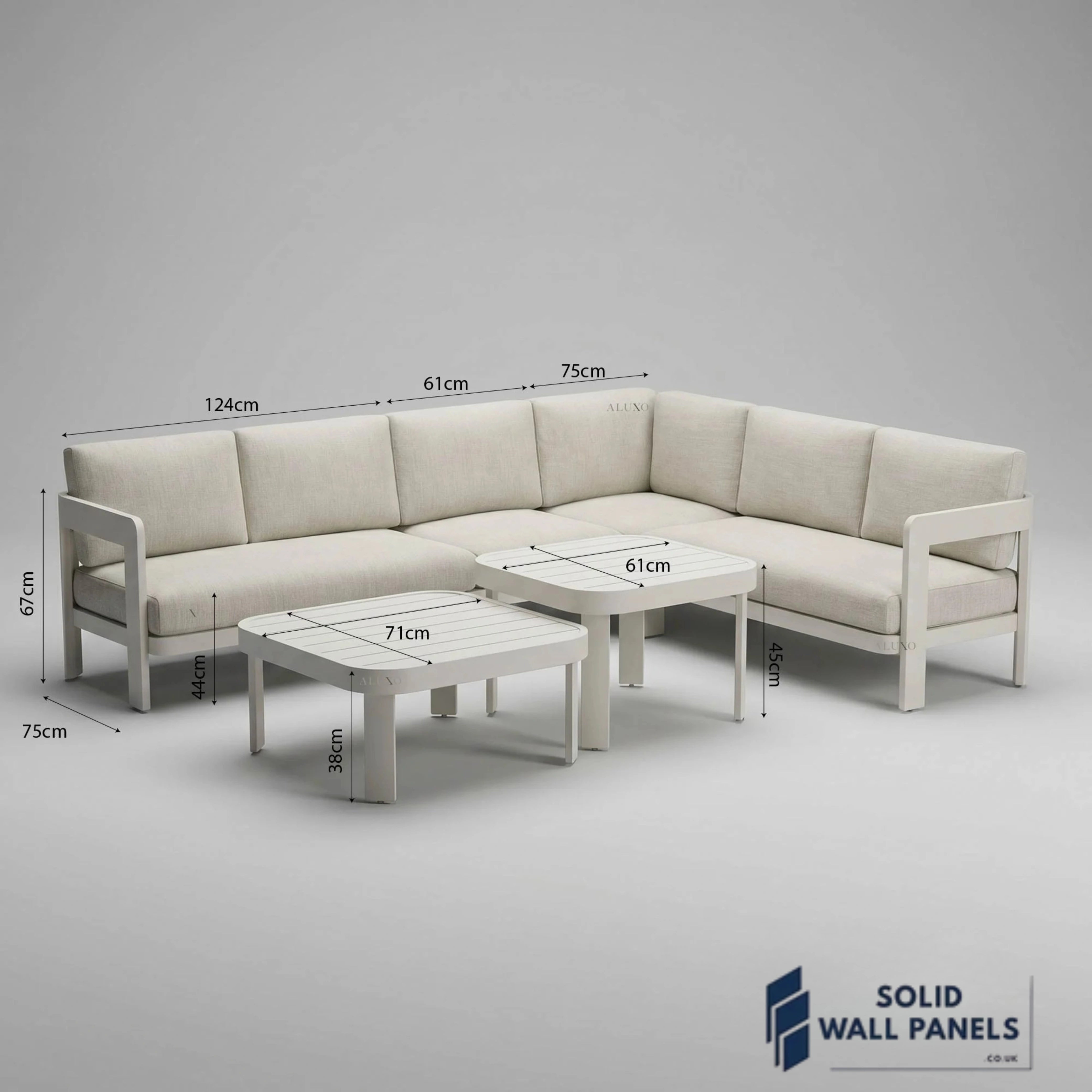 Sofia 6 Seater Aluminium Corner Garden Sofa Set – Outdoor Lounge Furniture with Tables