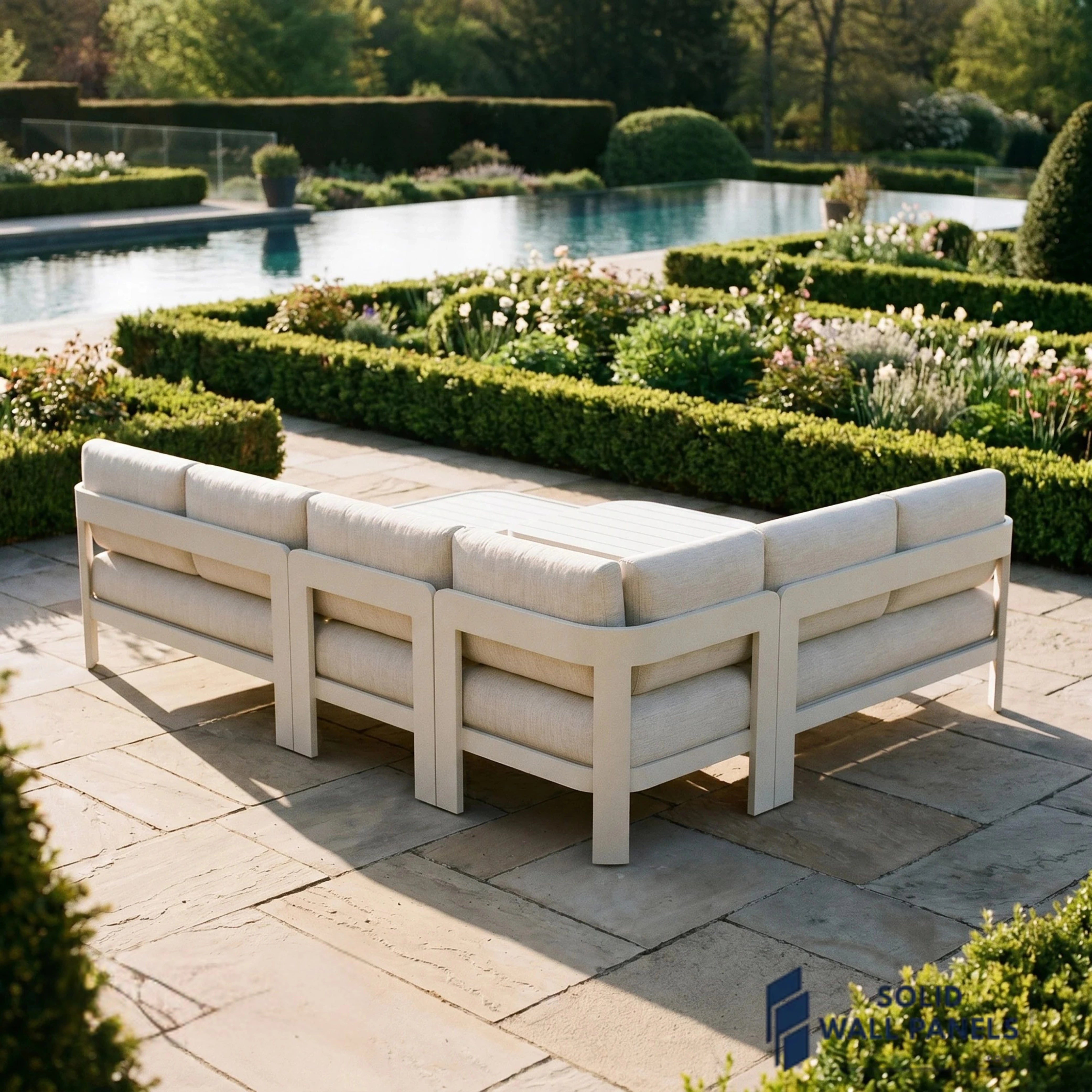 Sofia 6 Seater Aluminium Corner Garden Sofa Set – Outdoor Lounge Furniture with Tables