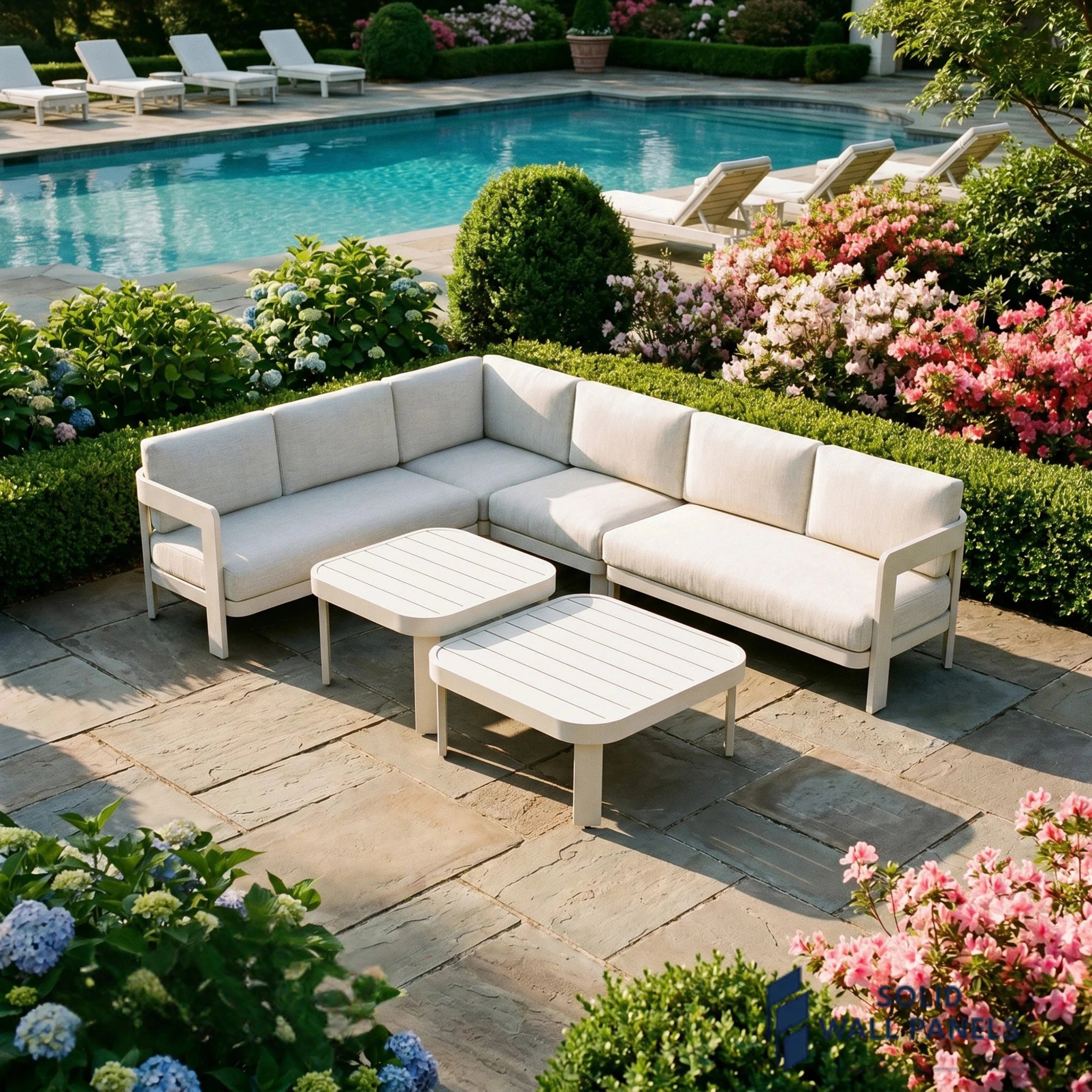 Sofia 6 Seater Aluminium Corner Garden Sofa Set – Outdoor Lounge Furniture with Tables