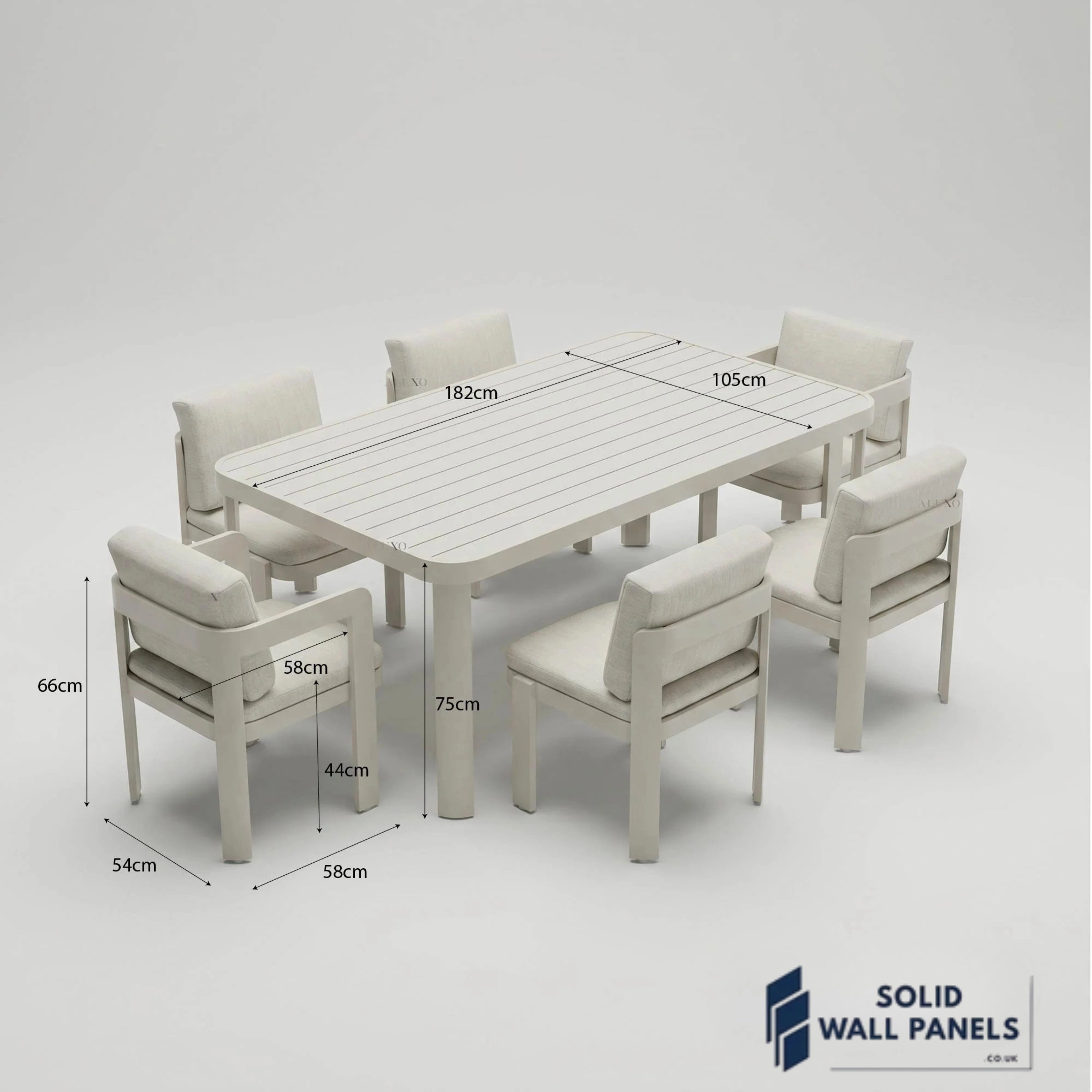 Sofia 6 Seater Aluminium Garden Dining Set – Taupe Outdoor Dining Table & Chairs