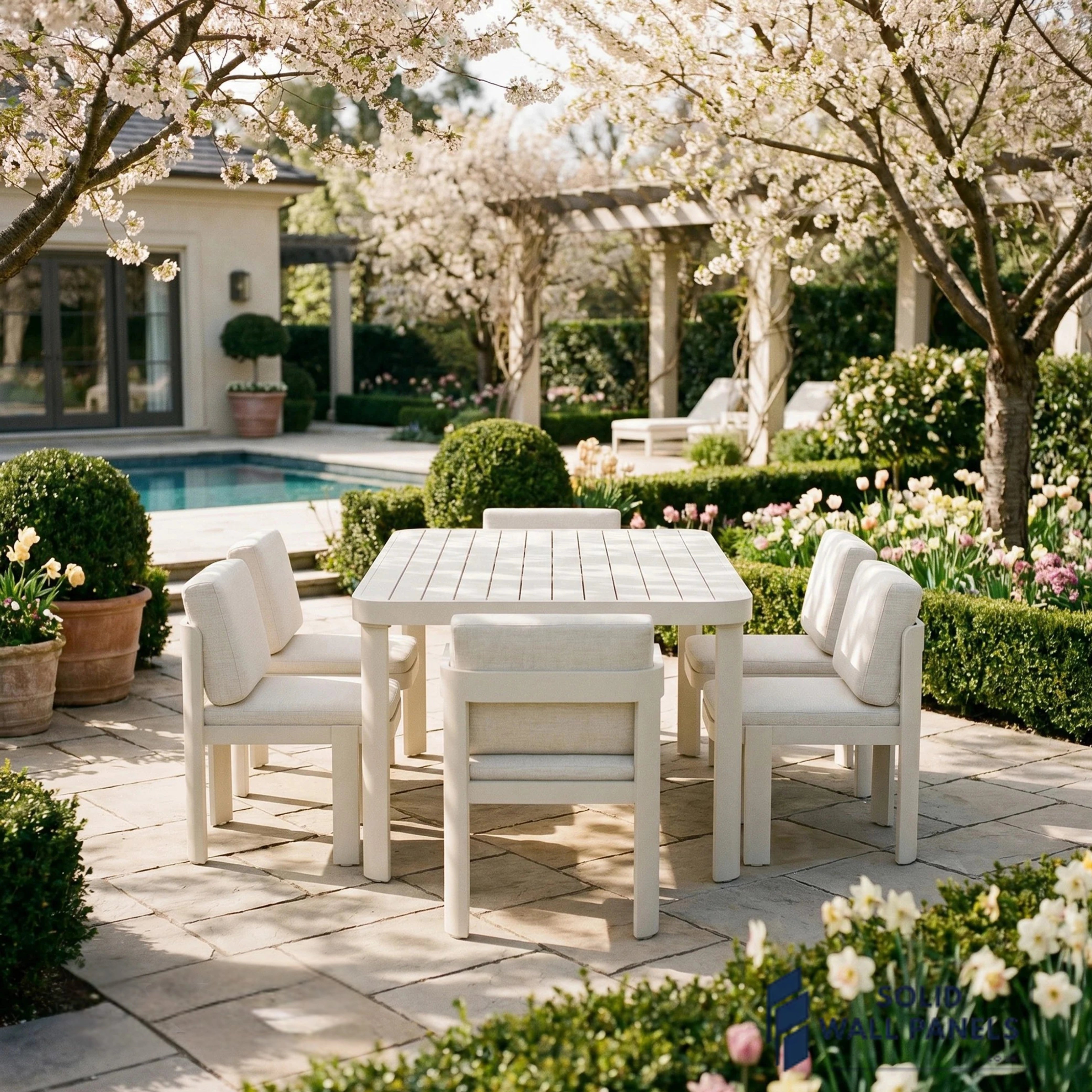 Sofia 6 Seater Aluminium Garden Dining Set – Taupe Outdoor Dining Table & Chairs