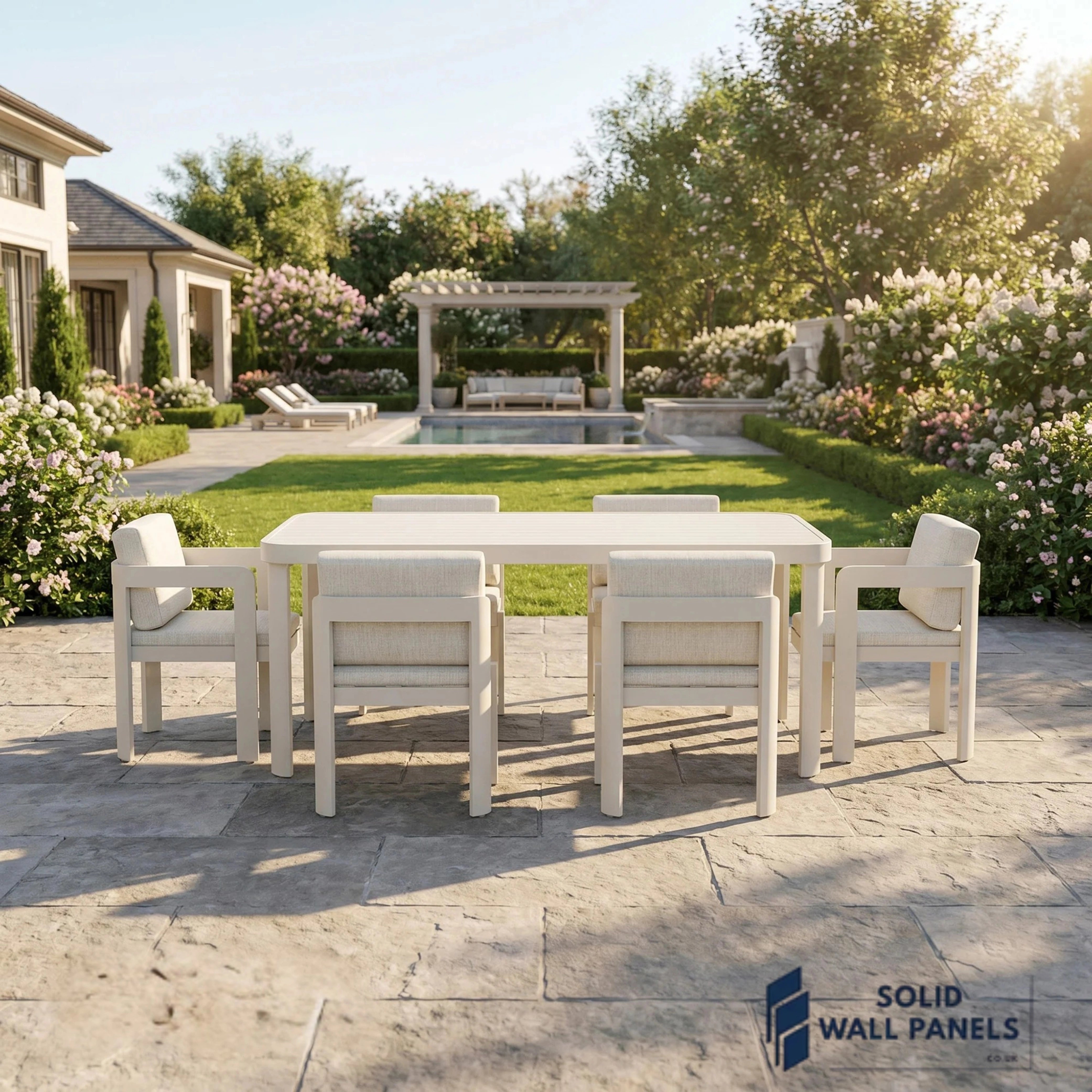 Sofia 6 Seater Aluminium Garden Dining Set – Taupe Outdoor Dining Table & Chairs