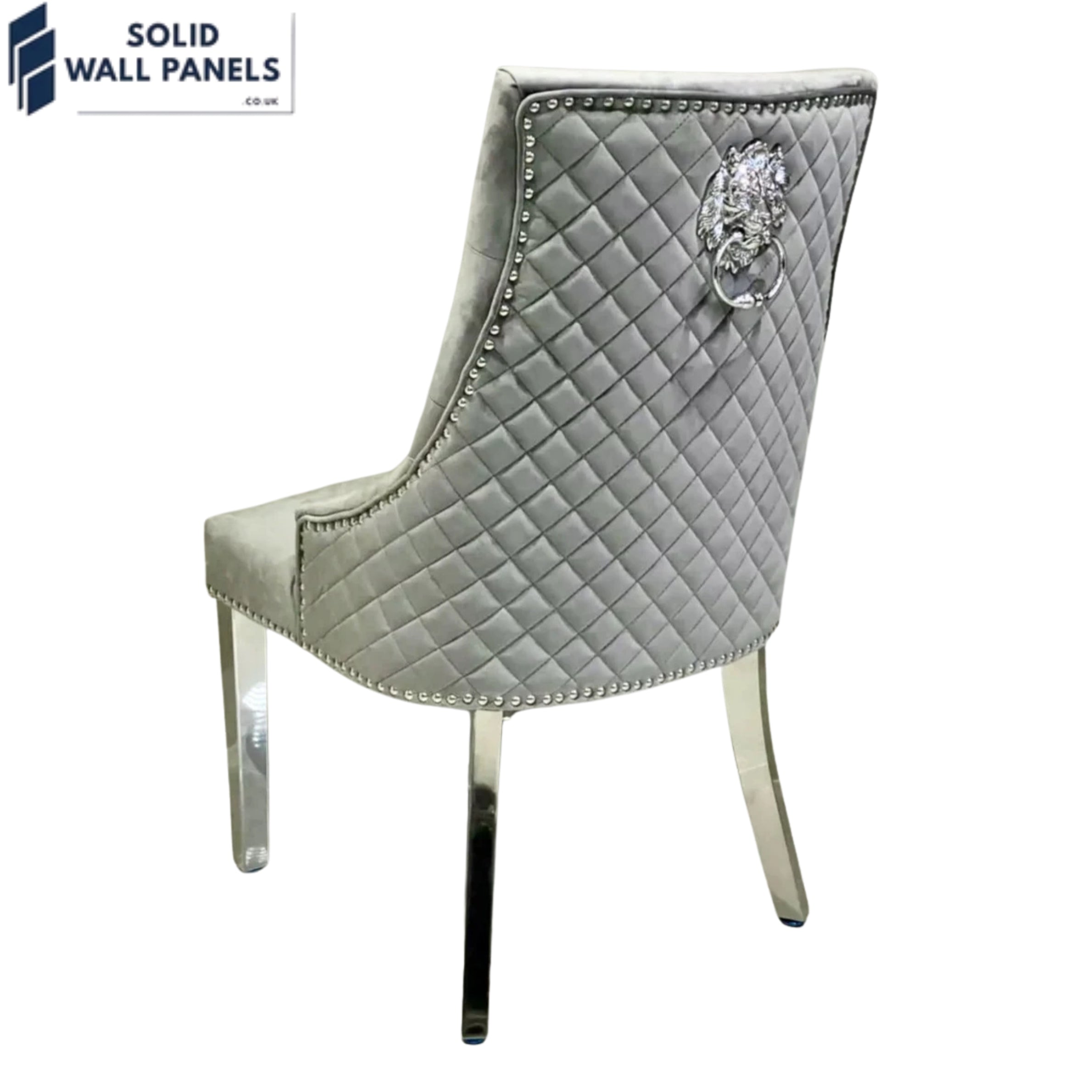 Majestic Velvet Dining Chair Set of 2 – Chrome Legs & Lion Knocker | Multiple Colours
