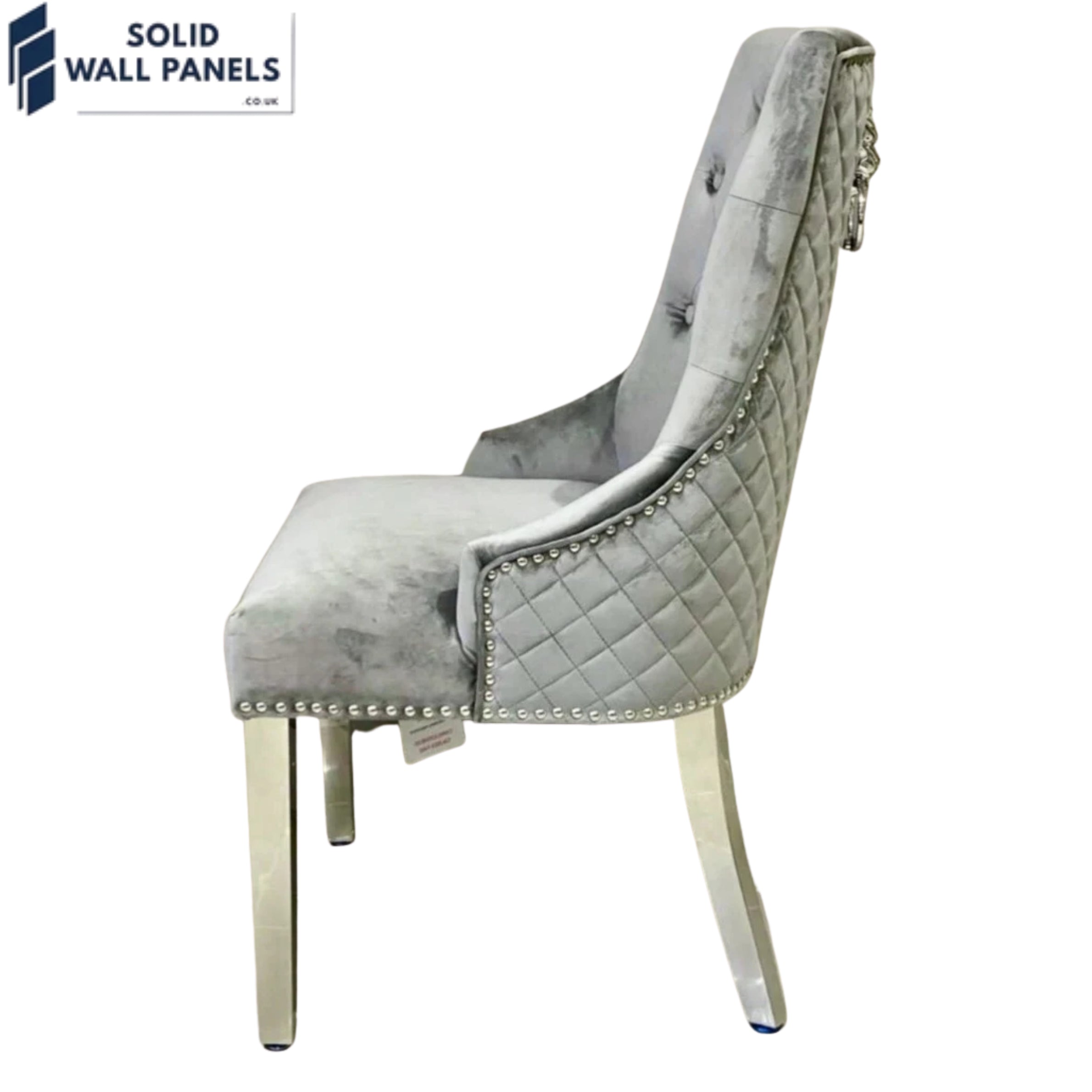 Majestic Velvet Dining Chair Set of 2 – Chrome Legs & Lion Knocker | Multiple Colours