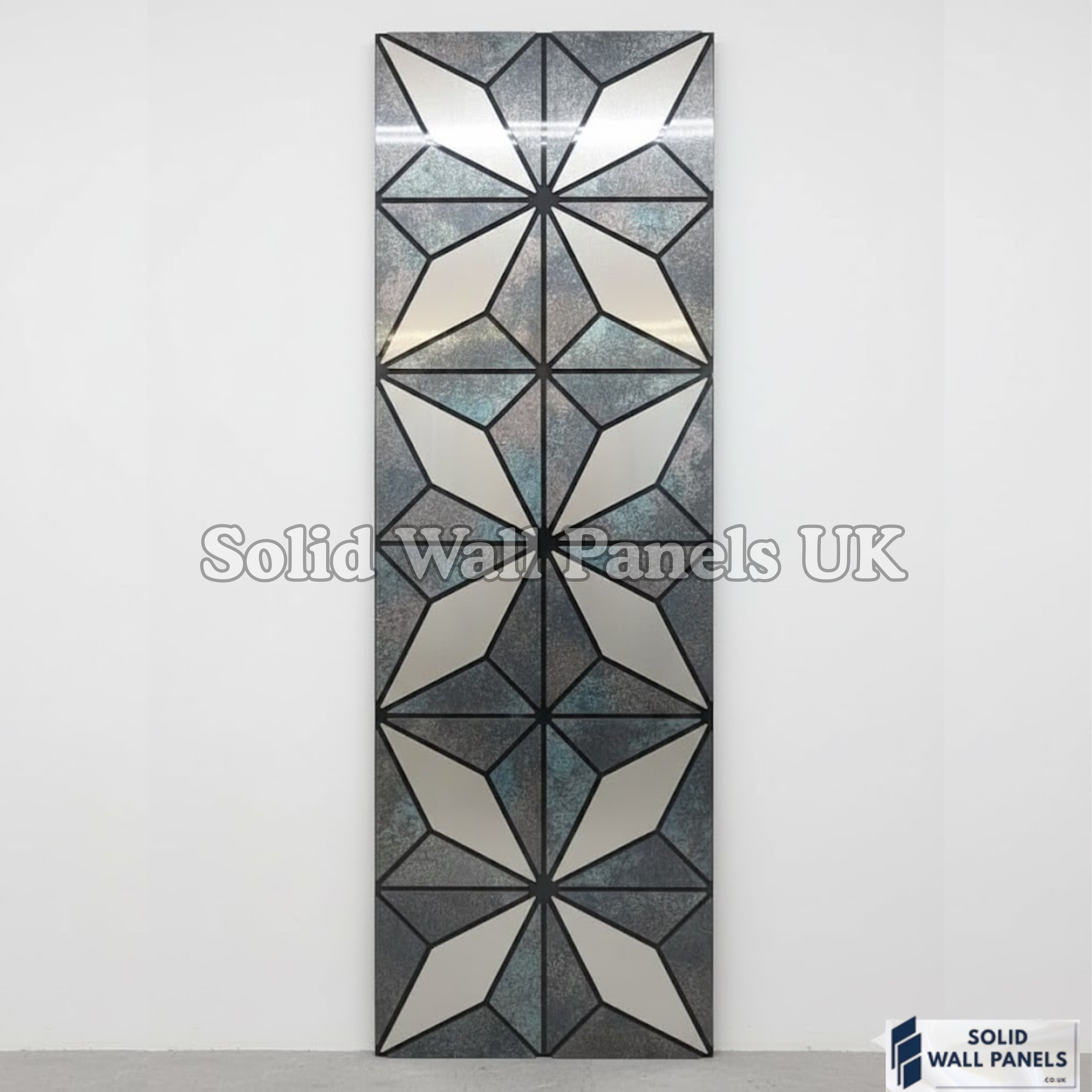 Premium Geometric Grey Glitter Acoustic Wall Panel 240×60cm (4 Pieces) | Solid Wall Panels UK
