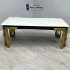 Sorrento Rectangle Ceramic Coffee Table – Cream Top with Luxury Gold Frame 