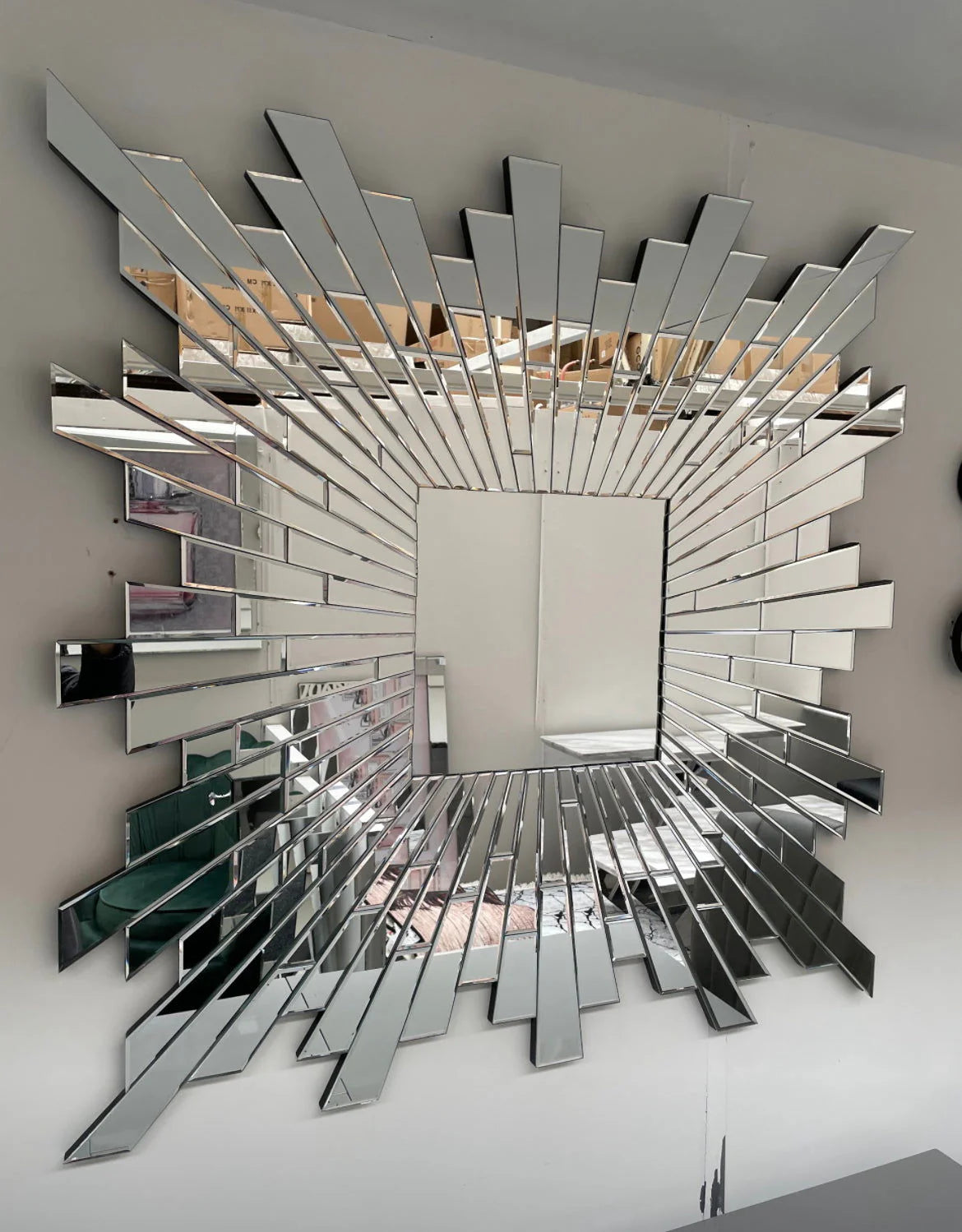 Square Star Burst Mirror – Geometric Design | Luxury Wall Decor | Solid Wall Panels