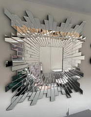 Square Star Burst Mirror – Geometric Design | Luxury Wall Decor | Solid Wall Panels
