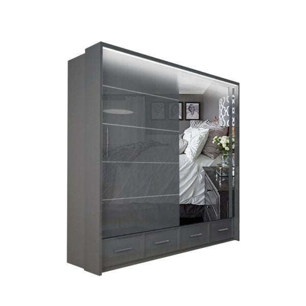 SYCYLIA 205cm Sliding Wardrobe with Mirror Door – Fast UK Delivery