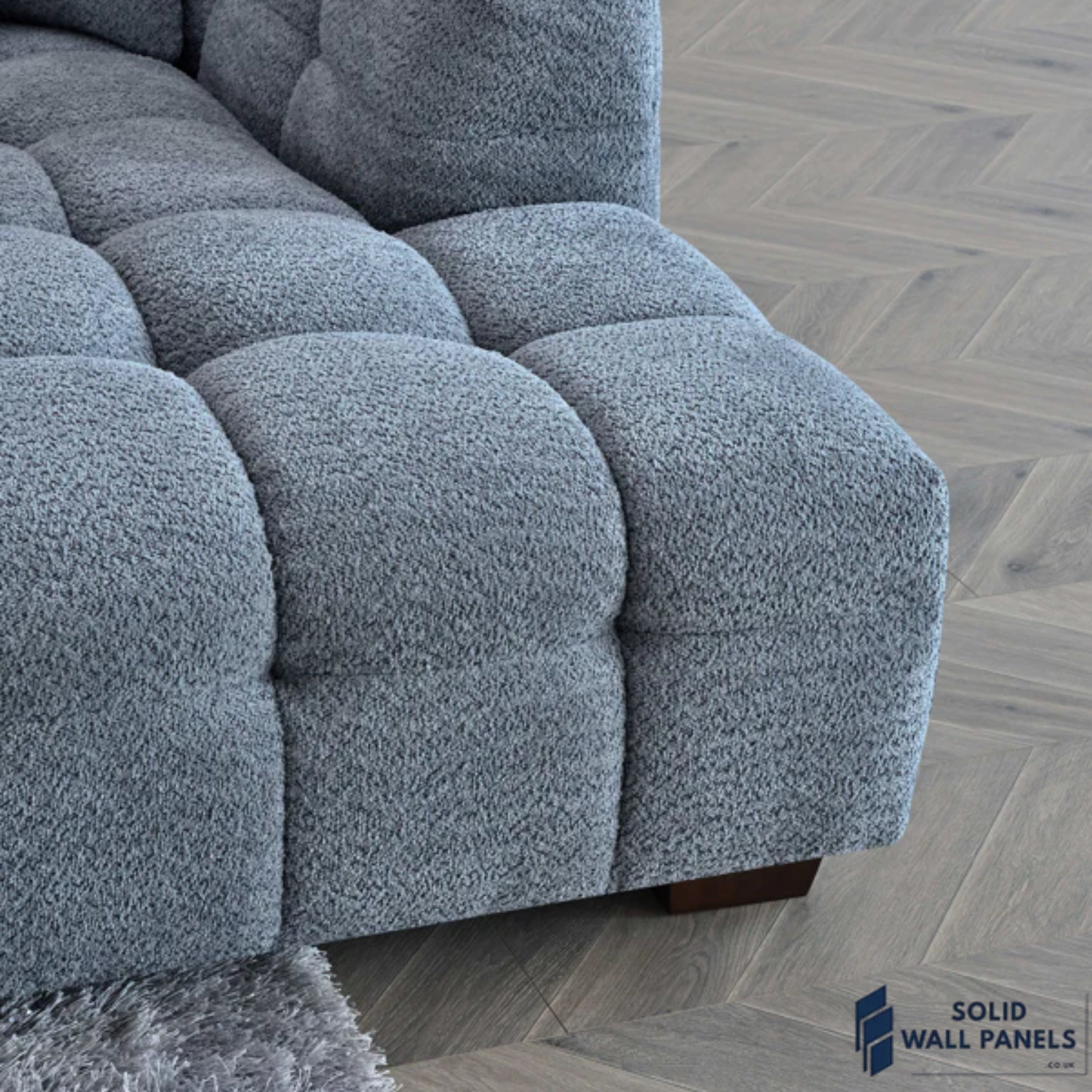 Tribeca Corner Sofa – Iron Boucle Fabric | Modern Chesterfield Design