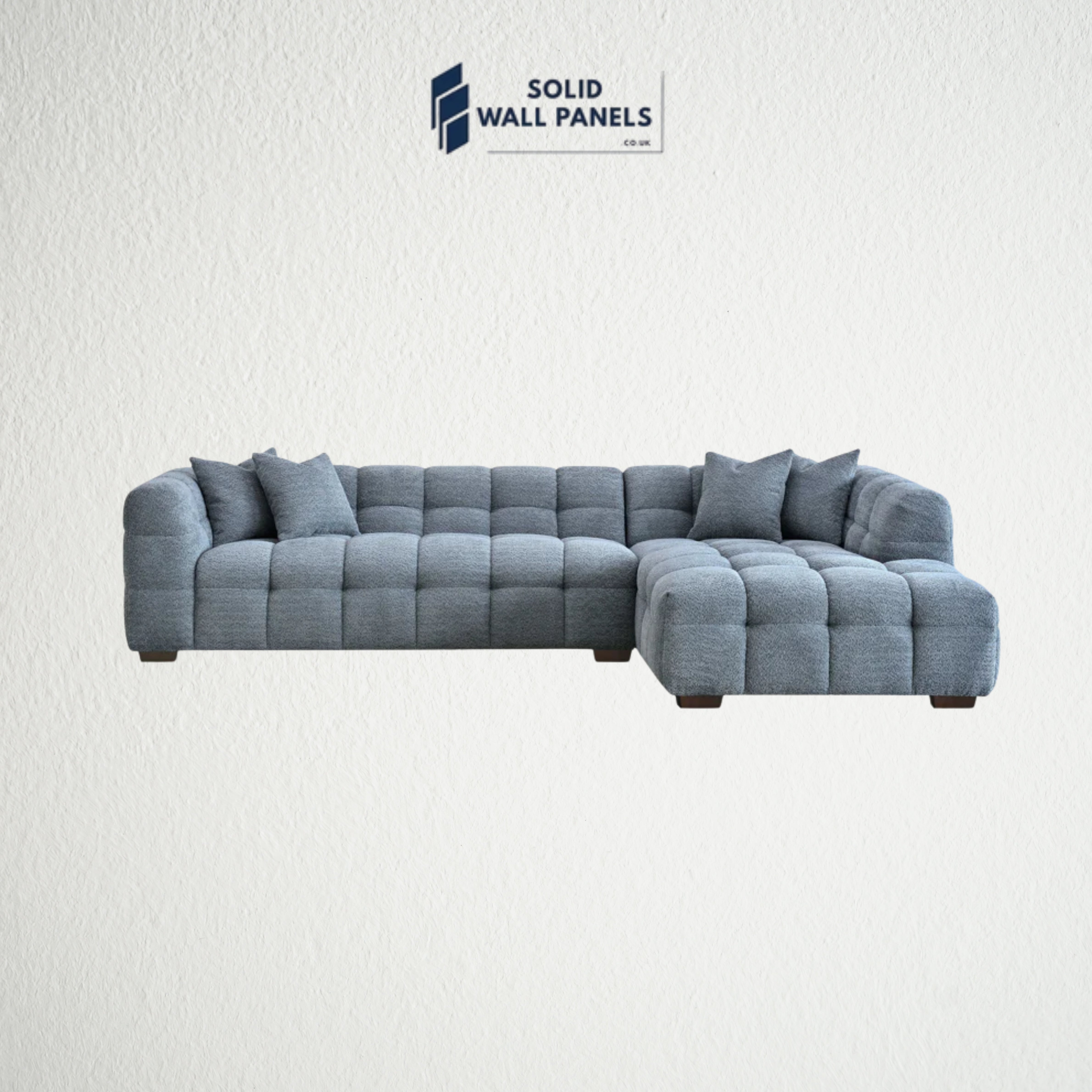 Tribeca Corner Sofa – Iron Boucle Fabric | Modern Chesterfield Design