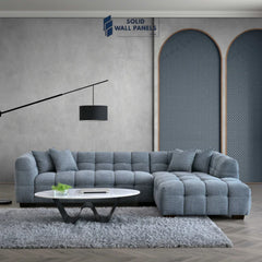 Tribeca Corner Sofa – Iron Boucle Fabric | Modern Chesterfield Design
