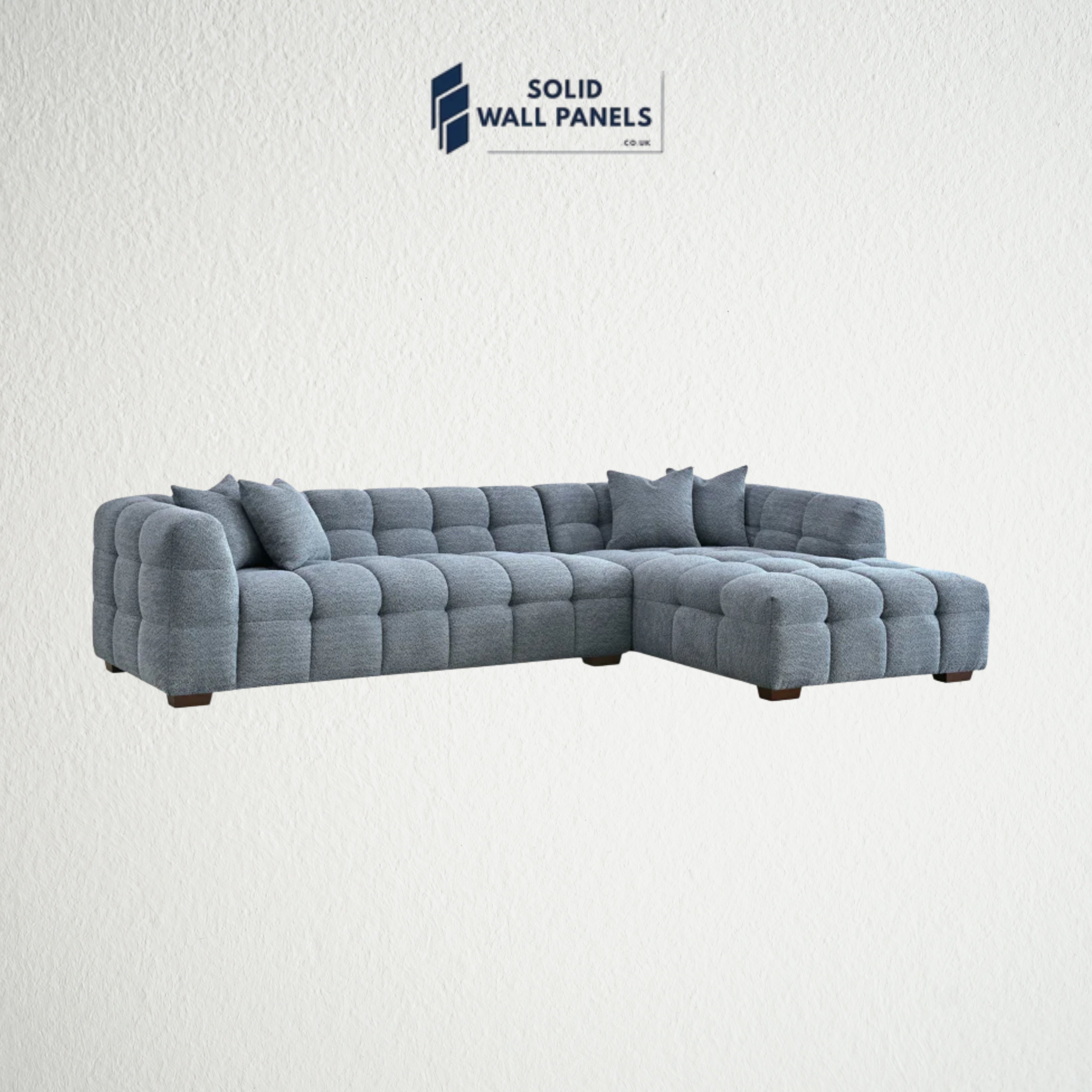 Tribeca Corner Sofa – Iron Boucle Fabric | Modern Chesterfield Design
