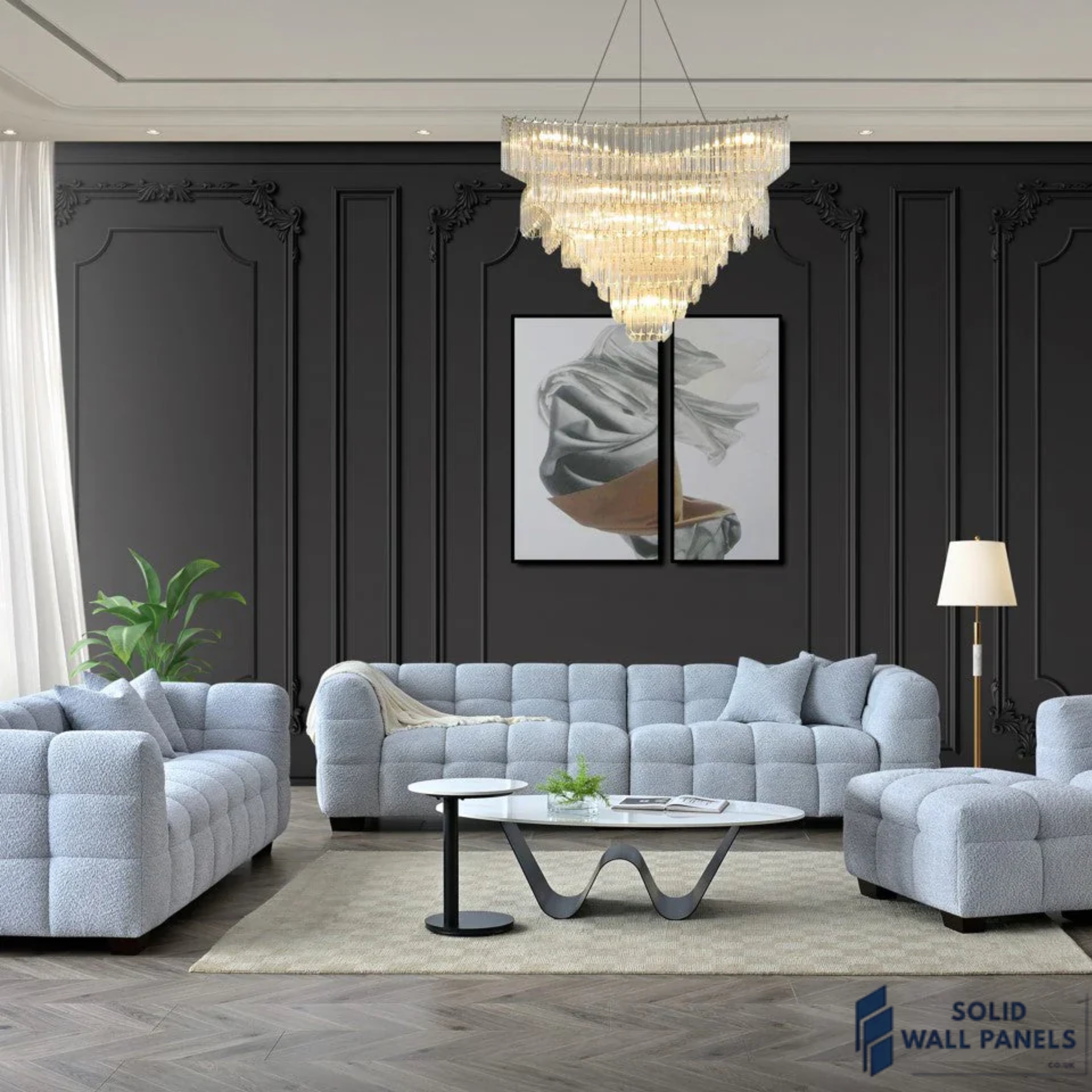 Tribeca Sofa Range – Pearl Boucle Fabric | Modern Chesterfield Design