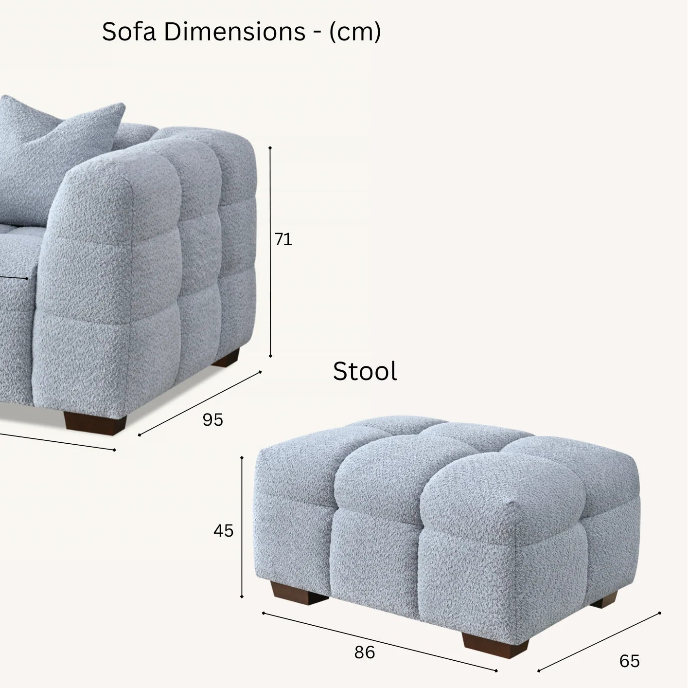 Tribeca Sofa Range – Pearl Boucle Fabric | Modern Chesterfield Design