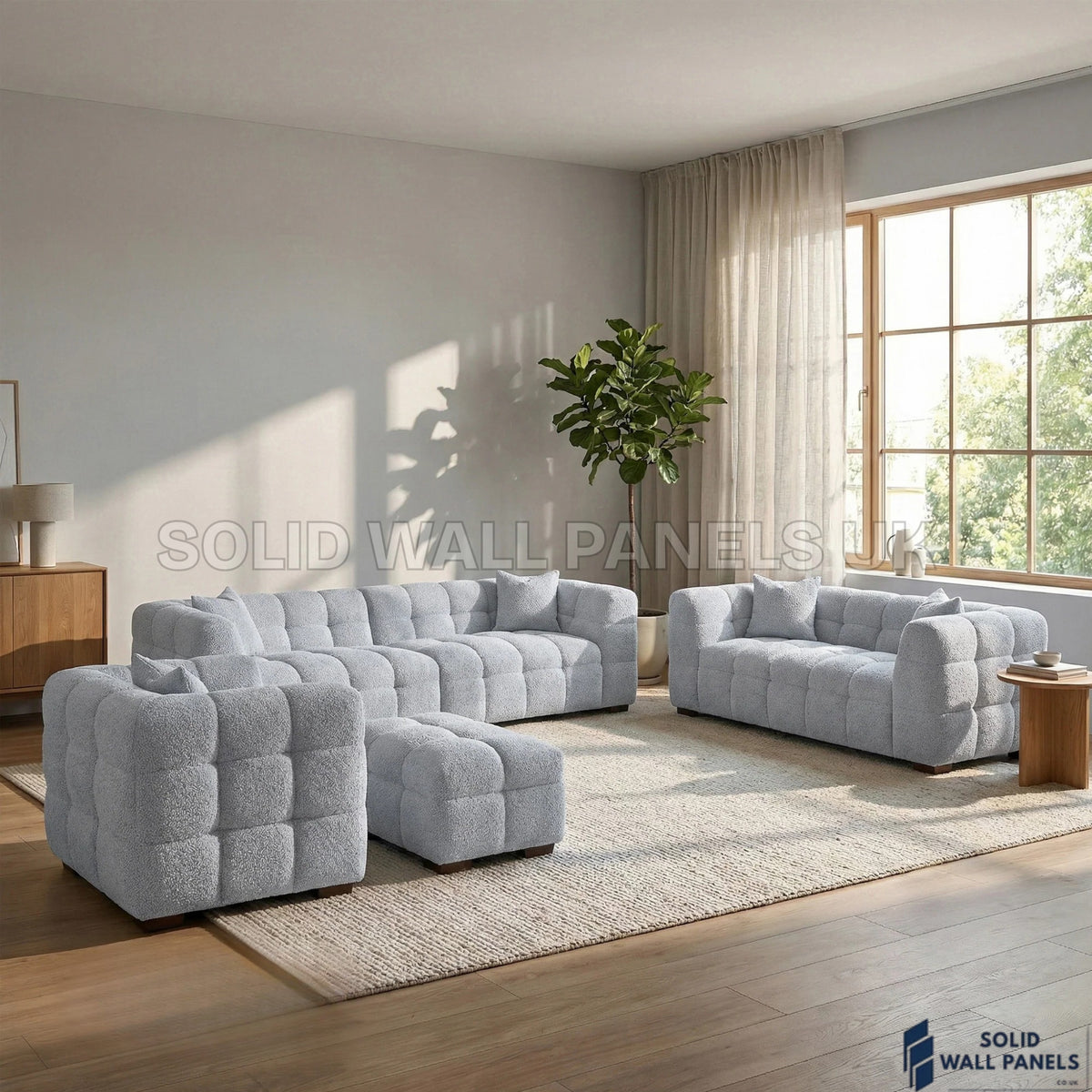 Tribeca Bubble Bouclé Sofa – Oatmeal Beige | 4 Seater, 3 Seater, Armchair & Footstool