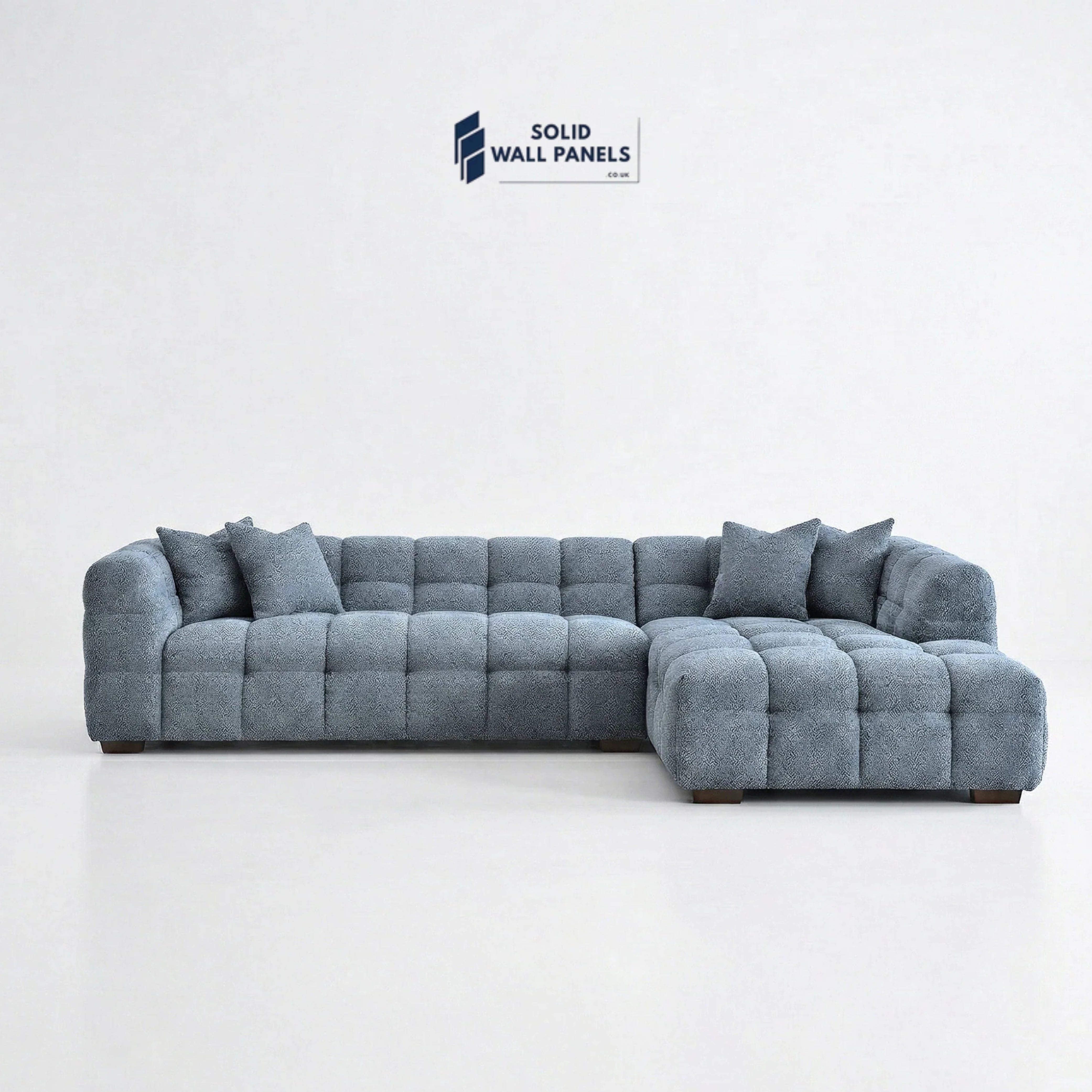Tribeca Bubble Corner Sofa RHF / LHF & Matching Footstool – Iron Grey Bouclé | Modern Chesterfield Design